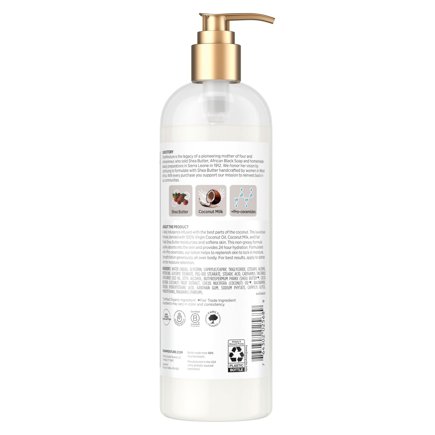 SheaMoisture Daily Hydration Body Lotion with 100% Virgin Coconut Oil, Shea Butter, Coconut Milk and Pro-Ceramides, Quickly Nourish & Soften Skin, 24H