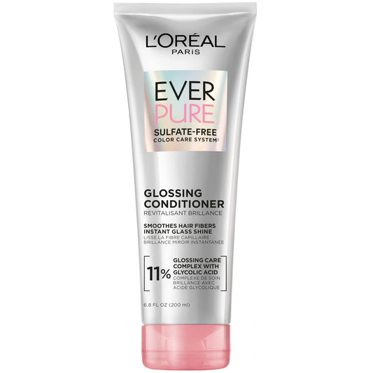 L'Oreal Paris Glossing Sulfate Free Conditioner with Glycolic Acid, Hair Care for Lasting Shine and Smoothness for Dull, Dry Hair, EverPure, 6.8 Fl Oz Beauty & Personal Care L'Oreal Paris
