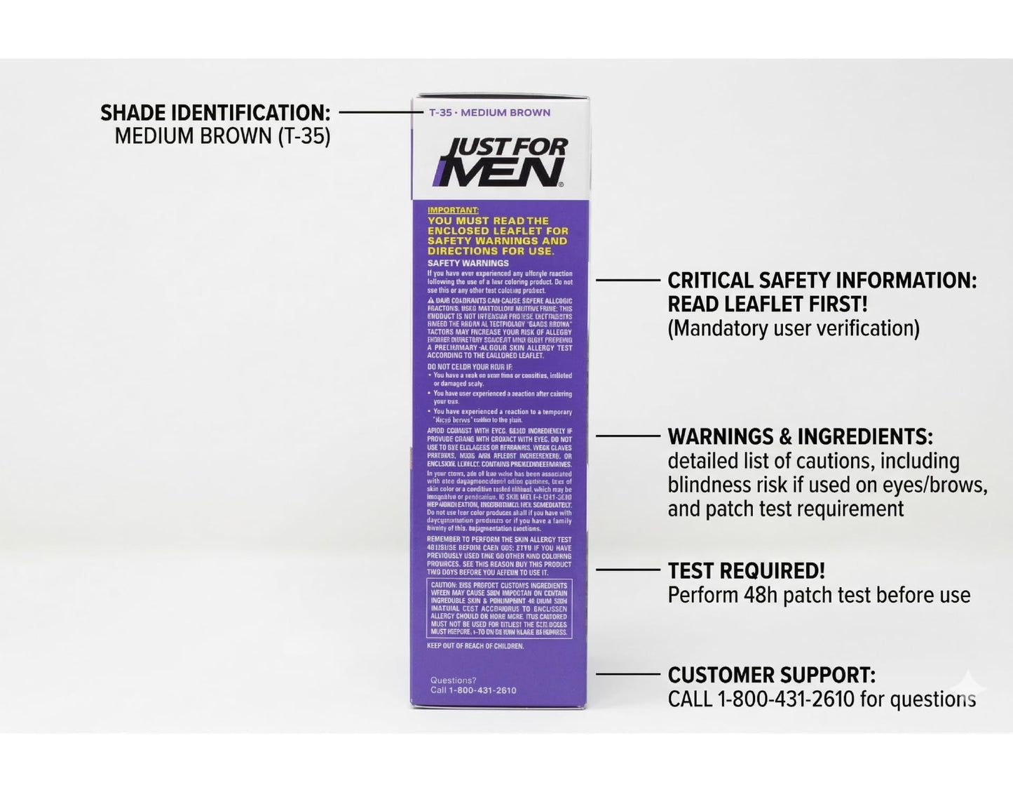 Just For Men Touch Of Gray Hair Treatment T-35 Medium Brown, 1 Each (Pack Of 4)