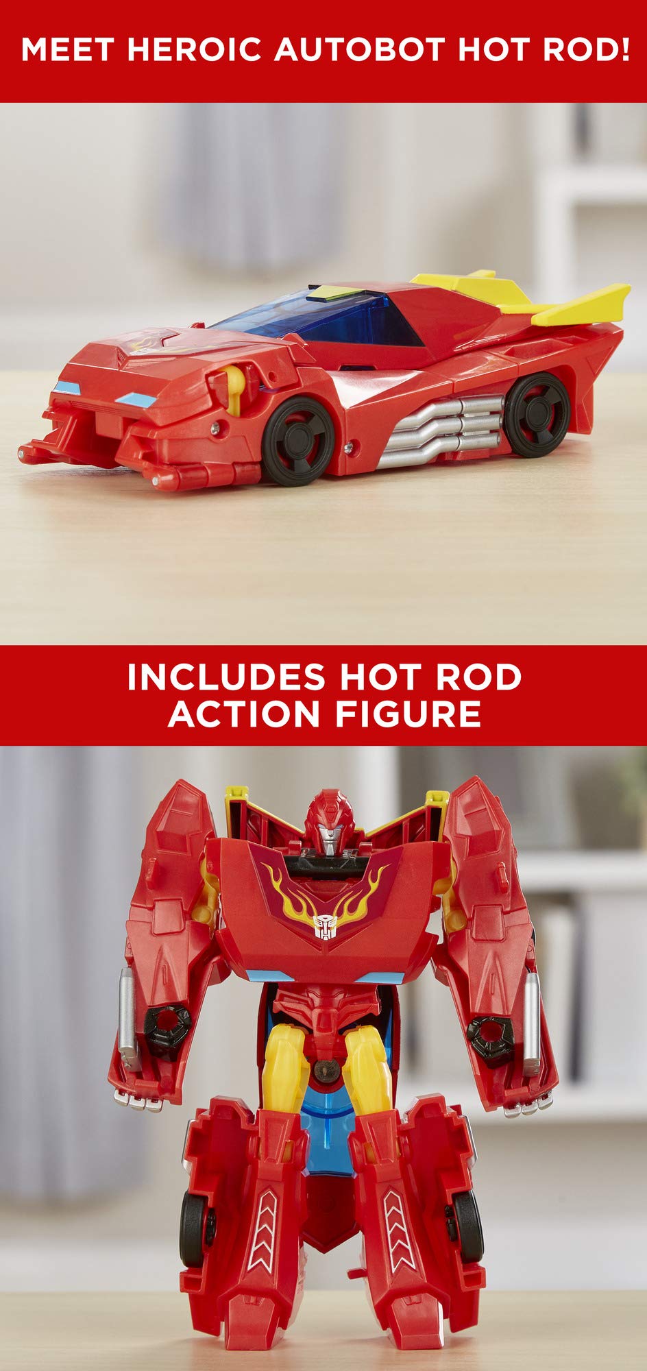 Transformers E3638 Cyberverse Action Attackers: Warrior Class Hot Rod Action Figure Toy
