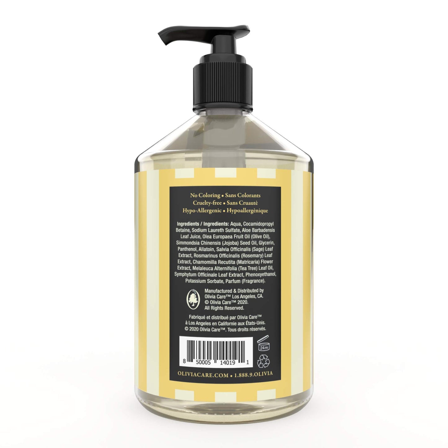 Olivia Care Liquid Hand Soap | Infused with Olive Oil | All Natural & Germ-Fighting | Moisturizing Hand Wash for Kitchen & Bathroom | Gentle, Mild