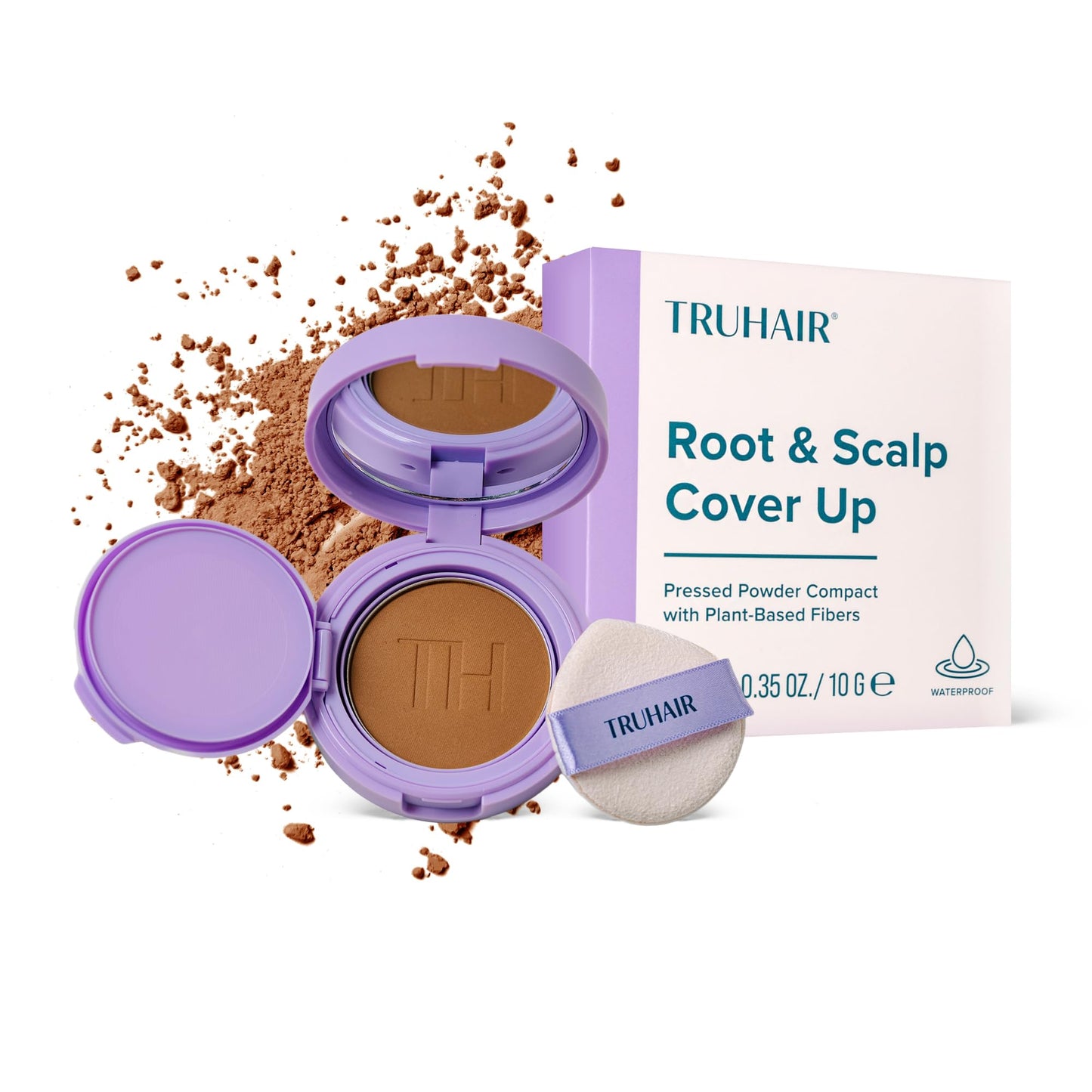 TRUHAIR Root & Scalp Cover Up Pressed Powder Compact, Waterproof, Weightless Hair Coverage & Bald Spot Concealing, Root Touch Up Hair Color for Gray