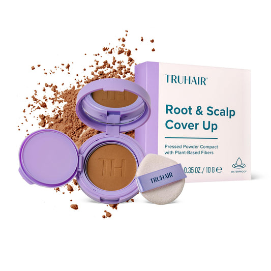 TRUHAIR Root & Scalp Cover Up Pressed Powder Compact, Waterproof, Weightless Hair Coverage & Bald Spot Concealing, Root Touch Up Hair Color for Gray