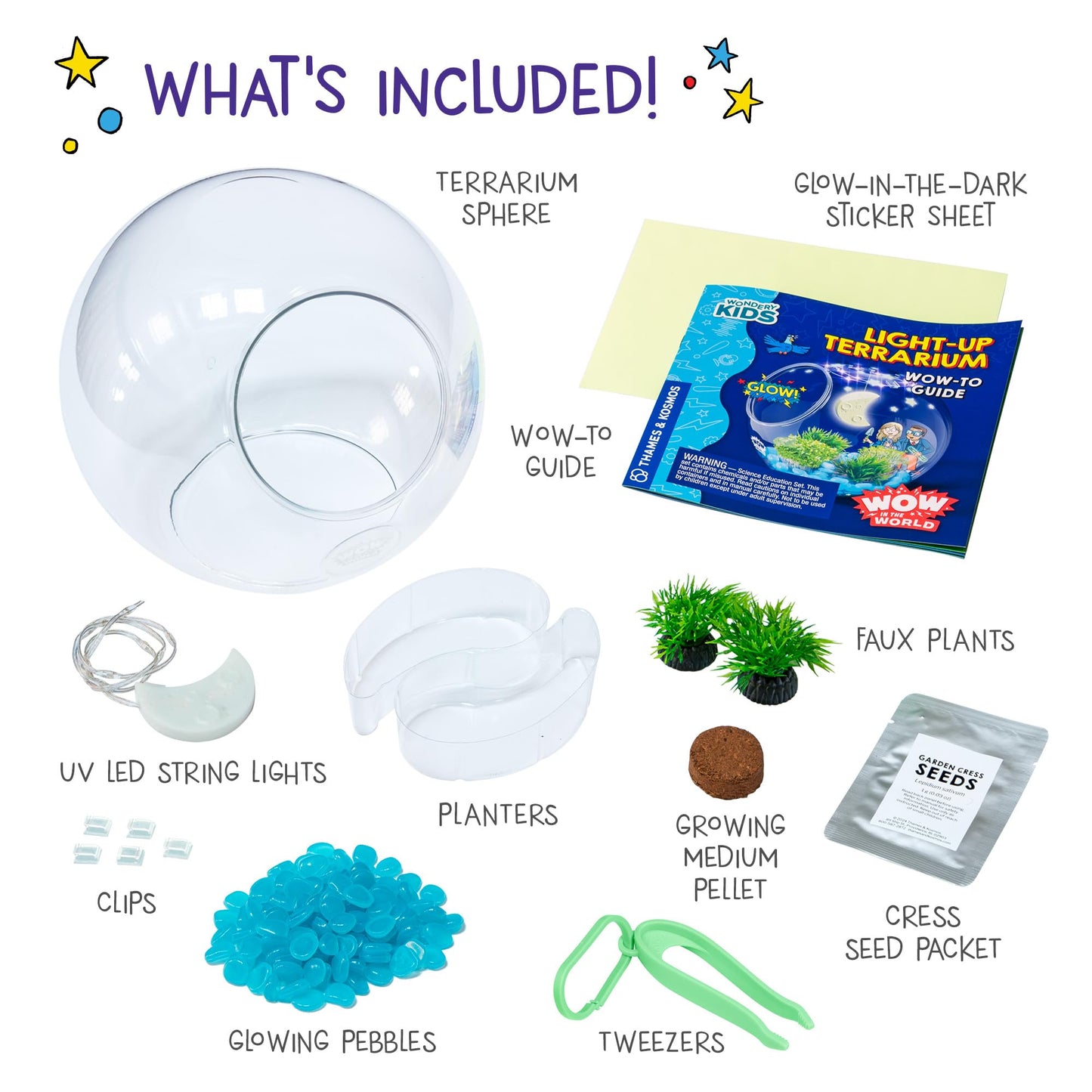 Wow in The World Light-Up Terrarium – Grow Plants with Glow-in-the-Dark & UV Lights, STEM Science Toy for Kids 6+, Thames & Kosmos