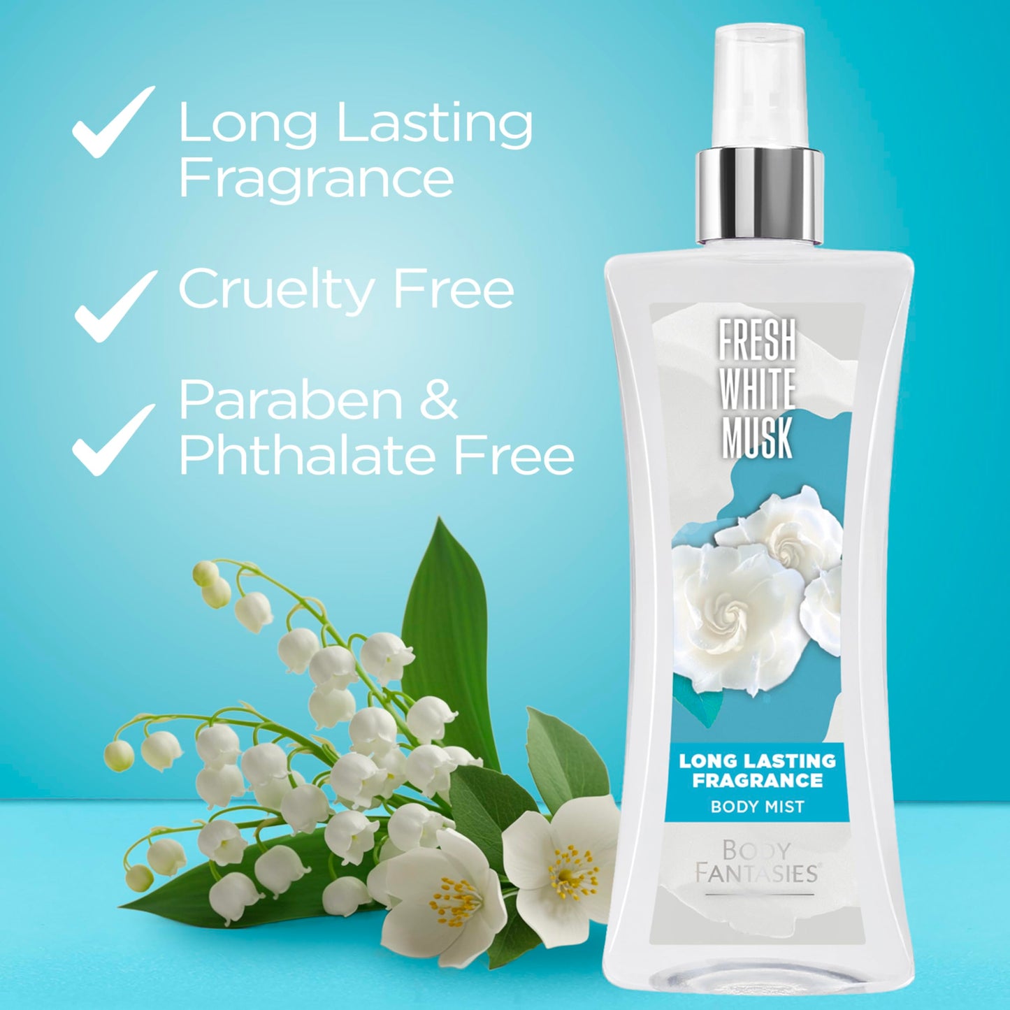 Body Fantasies Signature Fragrance Body Spray, Fresh White Musk, 8 Fluid Ounce