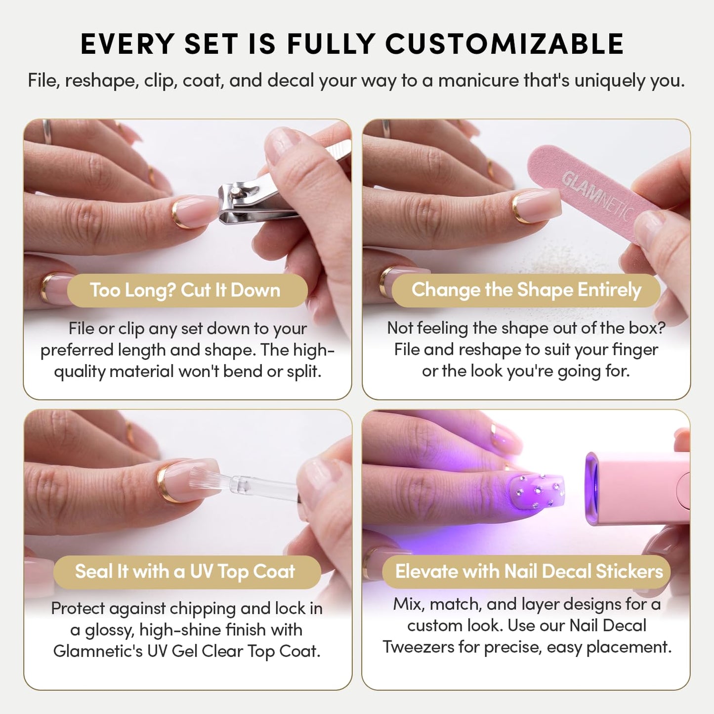 Glamnetic Press On Nails - Short Almond Fake Nails | Velvet Magnetic Abstract Nails, Salon Quality Press On Nails Kit with Glue | Woo-Man! - 30 Nail Beauty and Personal Care Glamnetic