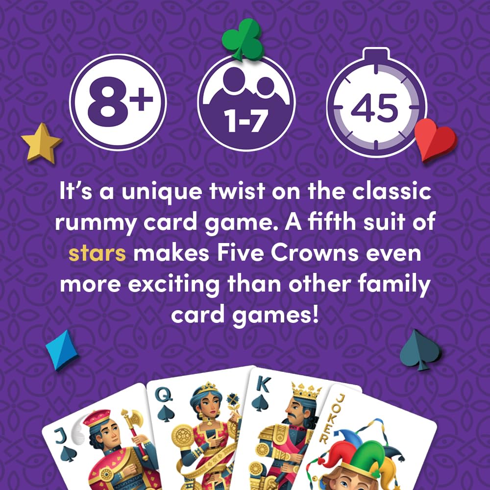 PlayMonster Five Crowns - The Game Isn't Over Until the Kings Go Wild! - 5 Suited Rummy-Style Card Game - For Ages 8+
