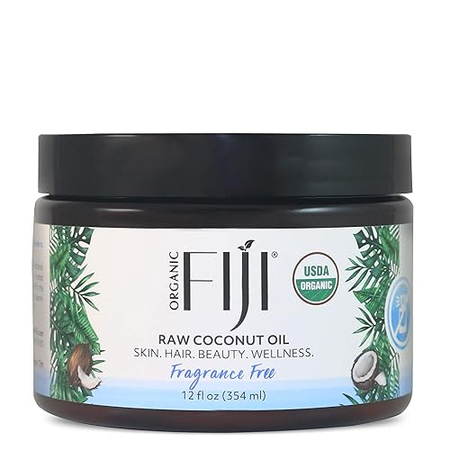 Organic Fiji Cold Pressed Coconut Oil Extra Virgin, Fragrance-Free for Hair, Skin, Face & Body Natural Moisturizer & Massage Oil for Women, Men & Baby