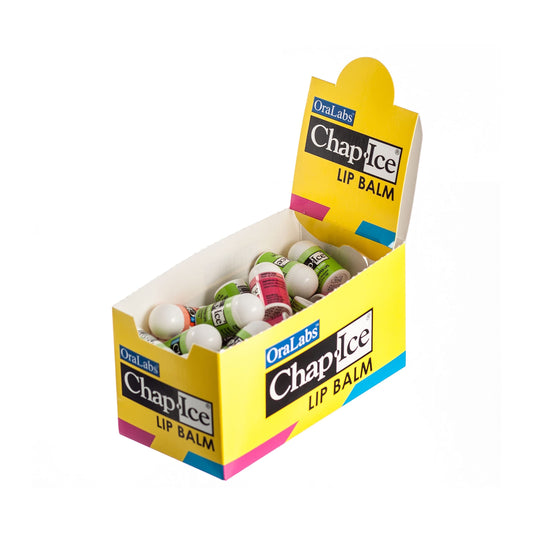 Chap-Ice® | Premium and Traditional Lip Balm for Chapped, Dry, or Windburned Lips | Pocket Size Display with Assorted Flavors - Cherry, Citrus Orange