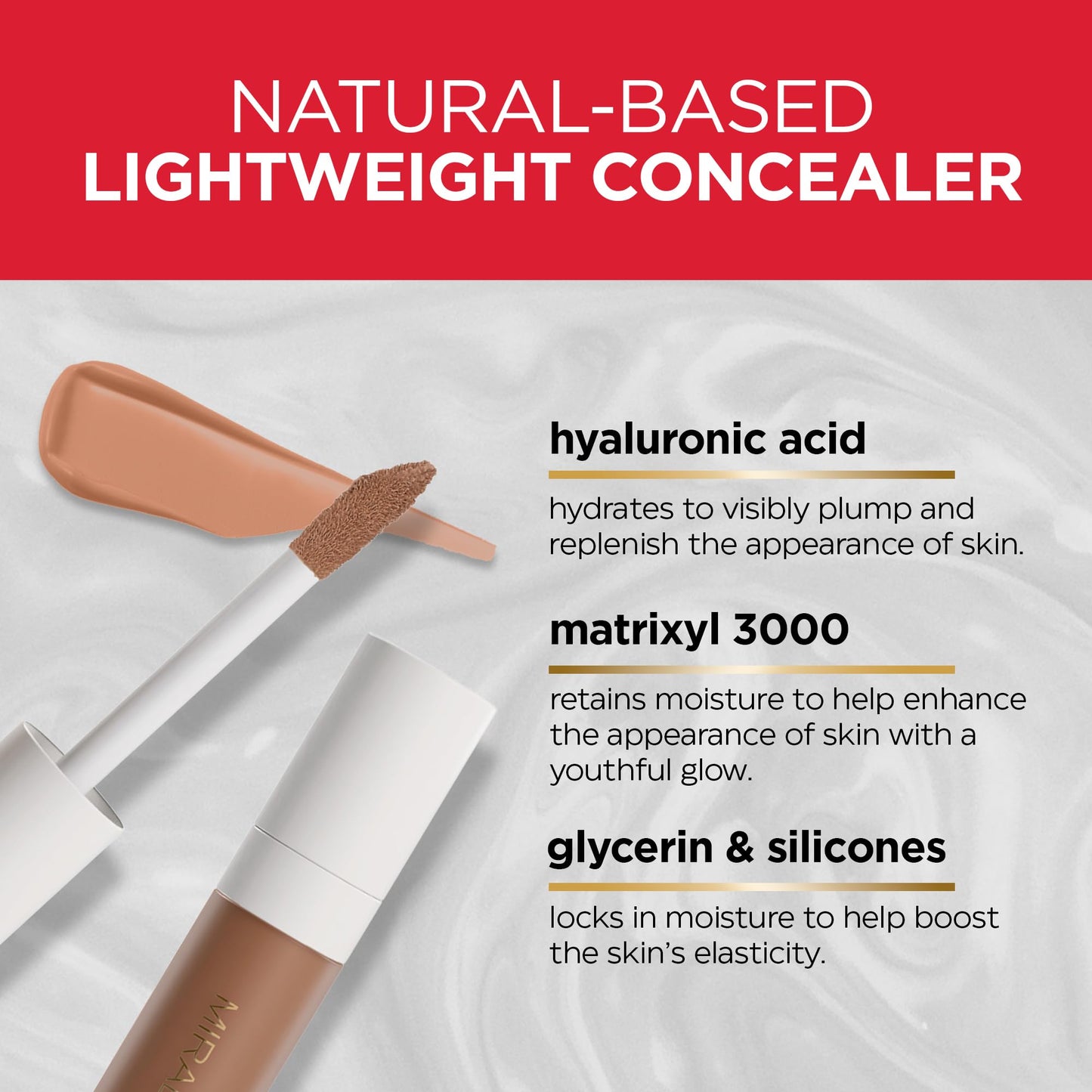 MIRABELLA - Invincible for All Perfecting Under-Eye Concealer, Full-Coverage Concealer for Dark Circles, Blemishes, Fine Lines & Wrinkles, Hydrating