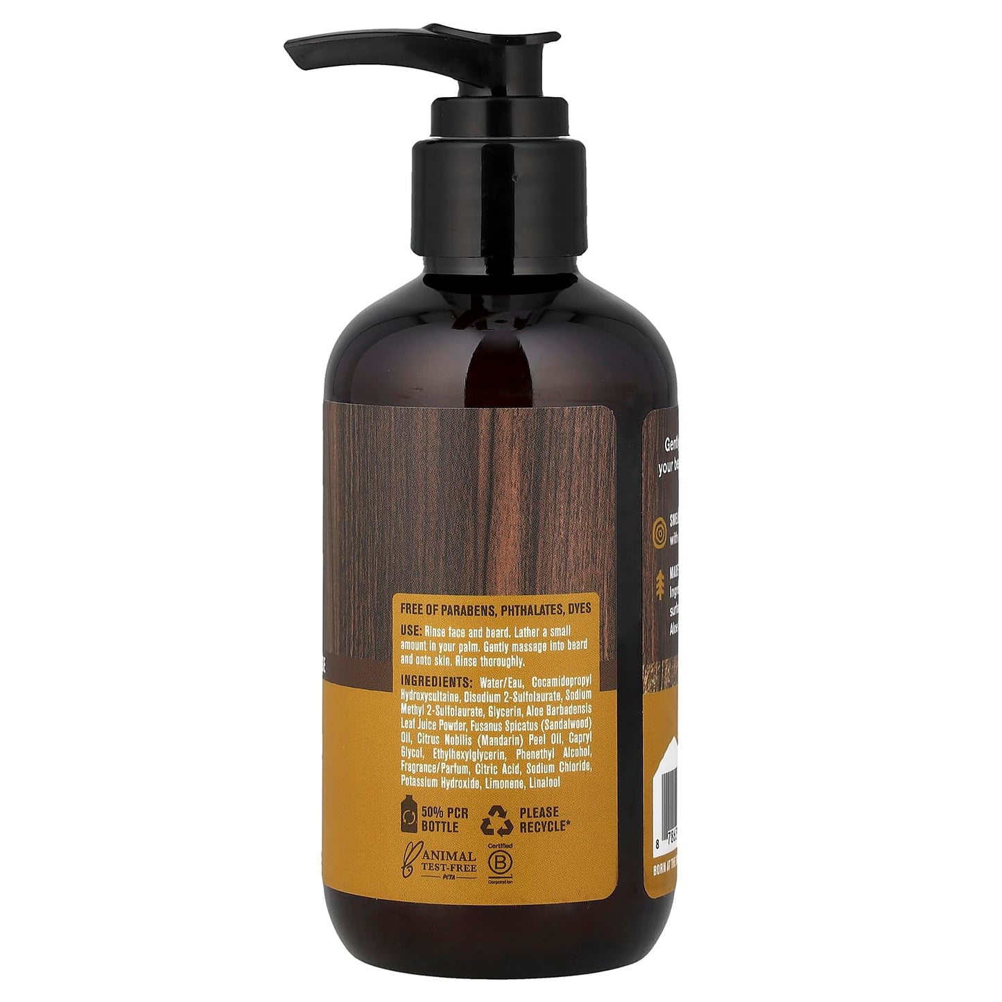 Every Man Jack Beard + Face Wash - Sandalwood | 200 ml - 1 Bottle | Naturally Derived, Parabens-free, Pthalate-free, Dye-free, and Certified Cruelty