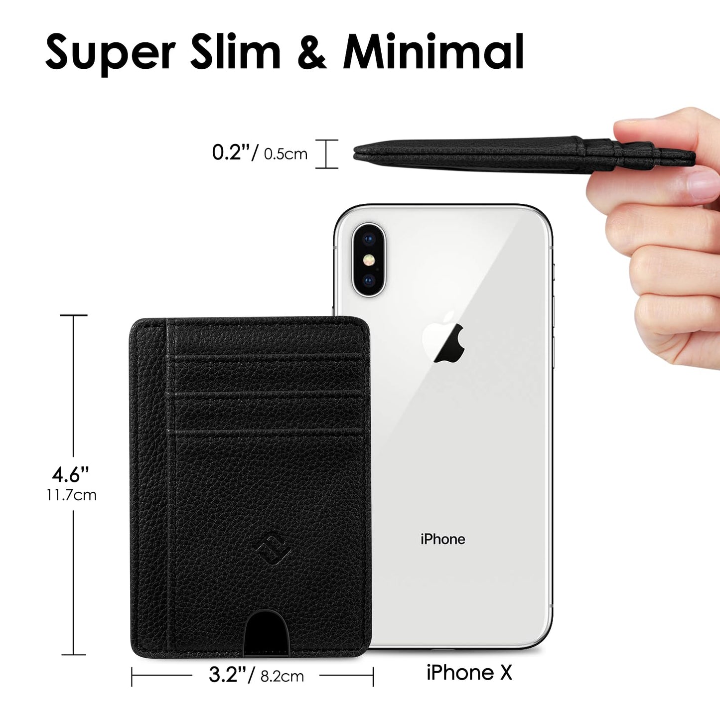Fintie Slim Minimalist Front Pocket Wallet, RFID Blocking Credit Card Holder Card Cases with ID Window for Men Women (Black)