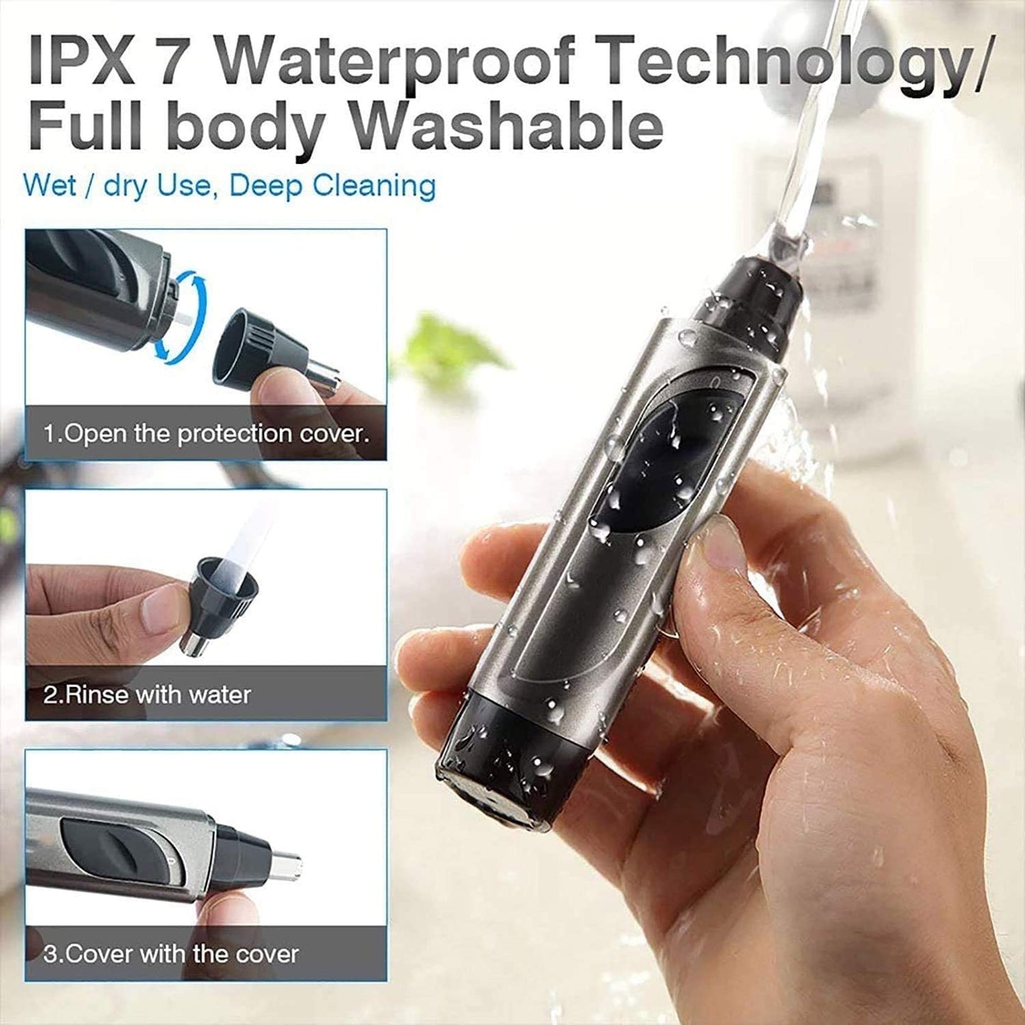 aiqiua Ear and Nose Hair Trimmer Clipper - Professional Painless Eyebrow and Facial, IPX7 Waterproof Easy to use, Unisex, Easy to Clean and Maintain Beauty and Personal Care aiqiua