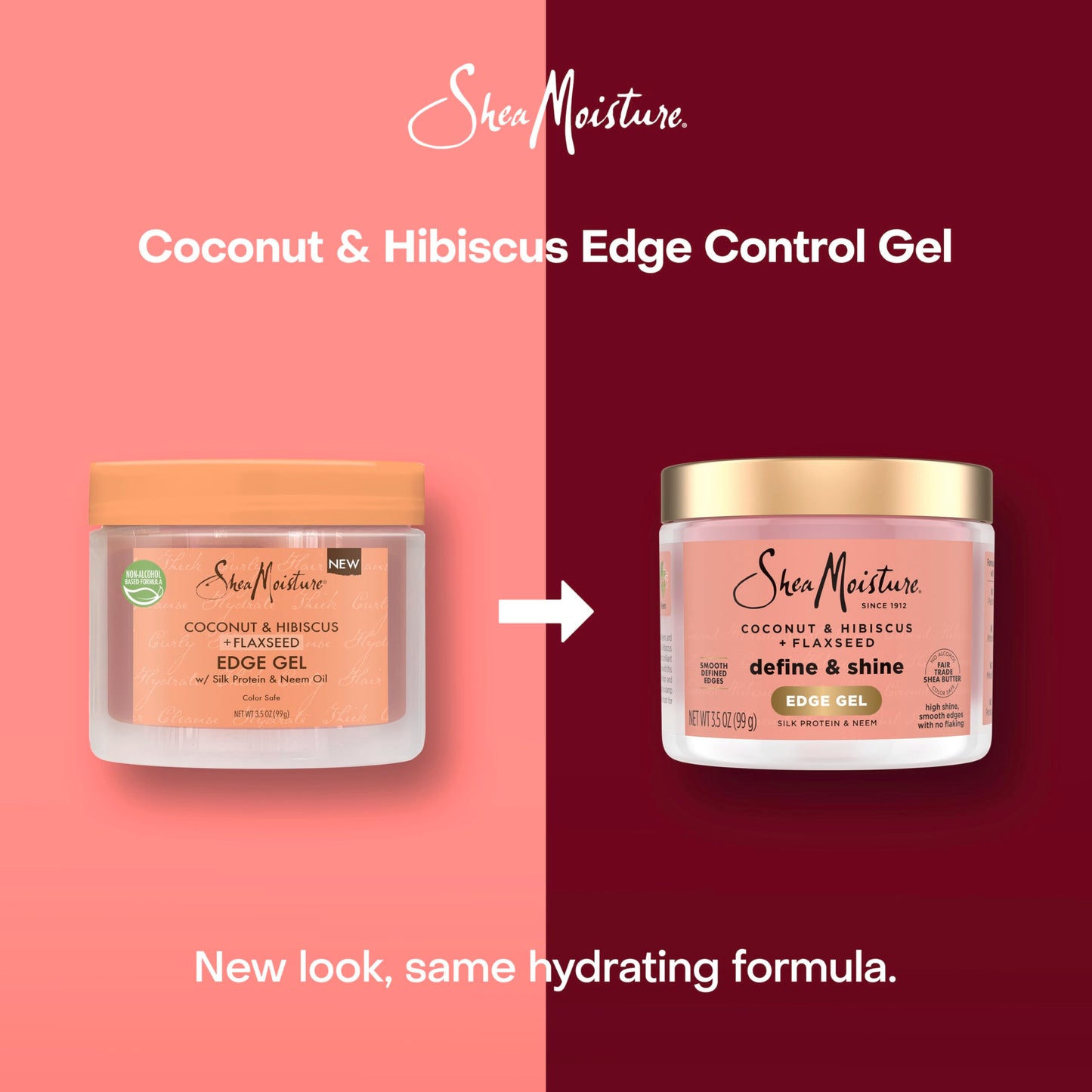 Shea Moisture Define & Shine Edge Gel + Flaxseed Coconut & Hibiscus Holds and Controls Edges All Day Infused With Glycerin, Coconut Oil and an