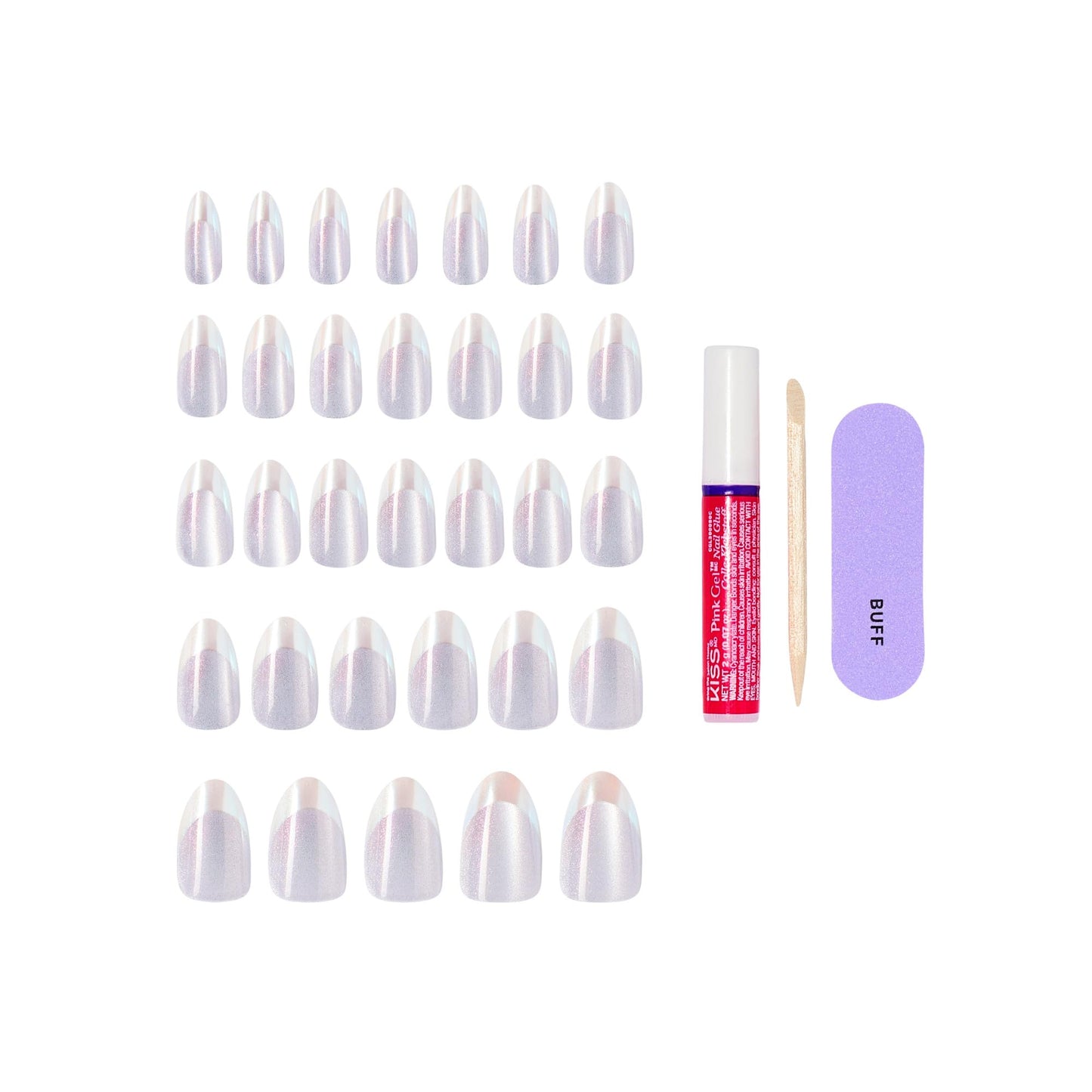 Kiss Glam, Press On Nails, Nail glue included, 'Fairy Tale', Pink, Medium Size, Almond Shape, Includes 32 Nails, 2g Glue, 1 Manicure Stick, 1 Mini Beauty & Personal Care KISS
