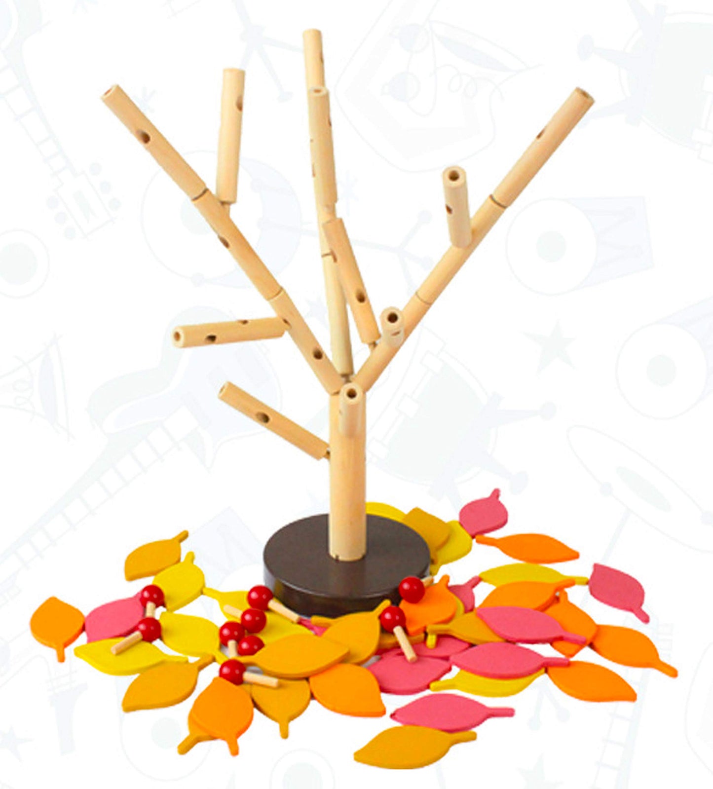 Carykon Wooden Tree Building Blocks – DIY Assembly Puzzle Toy for Kids Ages 3+, Educational Early Learning & Home Decoration (Yellow)