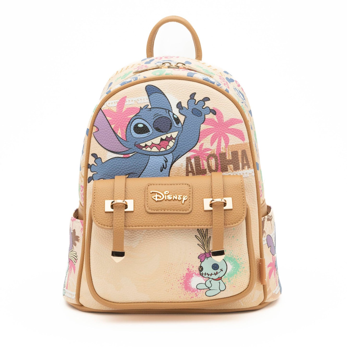 Wondapop - Stitch 11"" Vegan Leather Fashion Mini Backpack, Brown