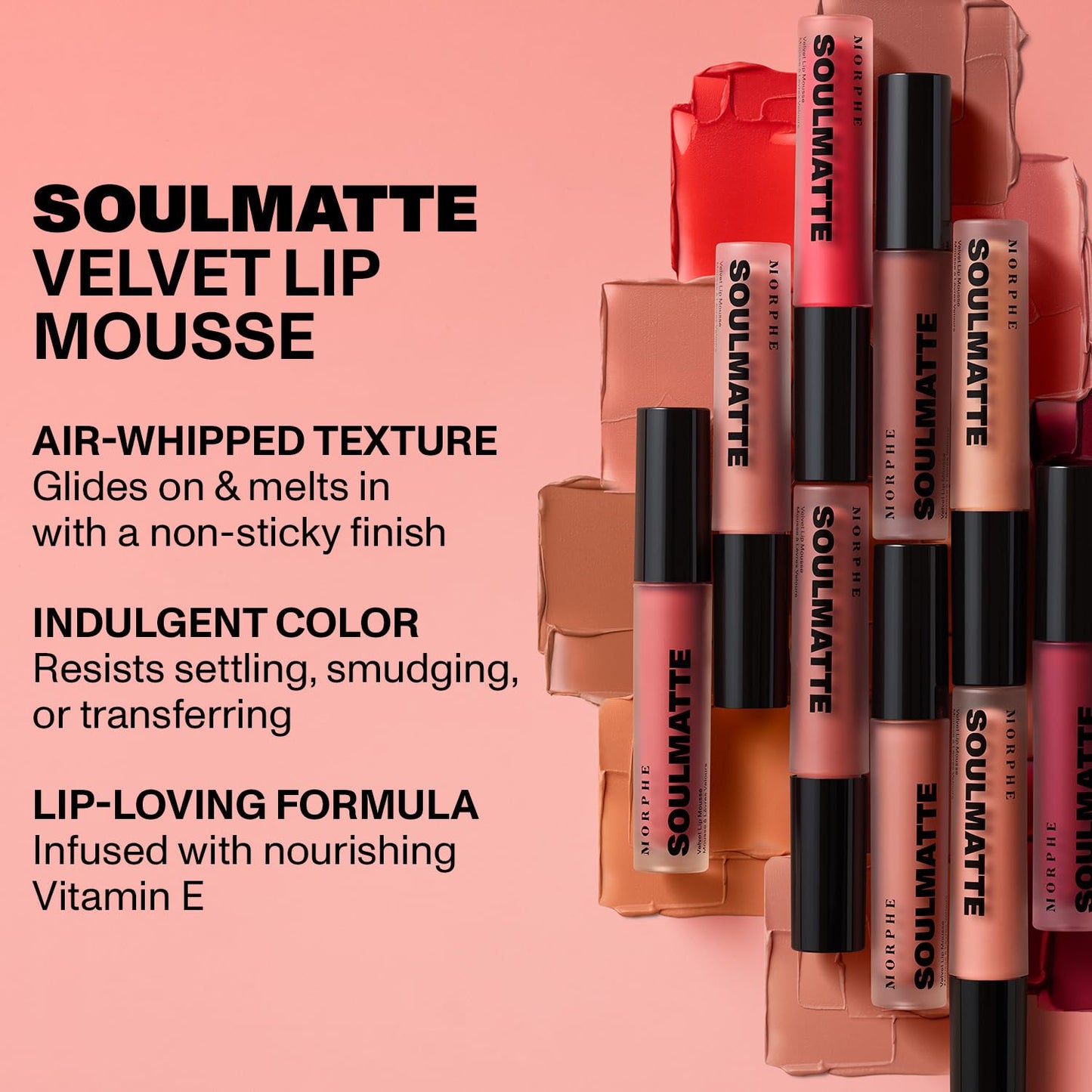 Morphe Soulmatte Velvet Lip Mousse - Air-Whipped Matte Lipstick for Women with Vitamin E to Hydrate, Soften & Smooth - Provides Long Lasting & Velvety