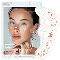 Leterly 24 Pcs Glitter Freckles Face Tattoo,Rose Gold Face Glitter Makeup Patches Cute Sparkle Freckles Patches Waterproof Makeup Speckles for Face