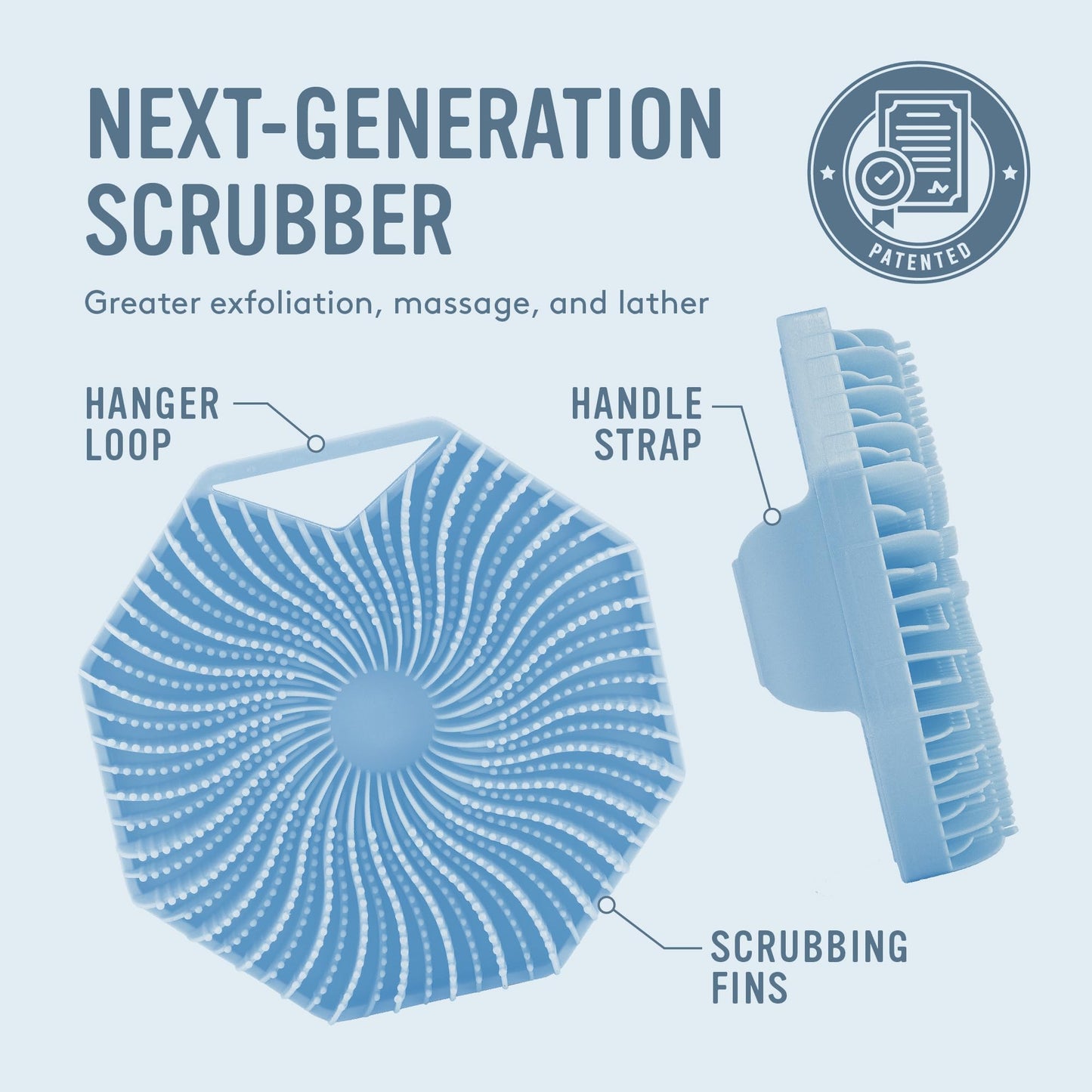 Sud Scrub® Antimicrobial Silicone Body Scrubber, Exfoliating Body Scrubber for Sensitive Skin, Eco Friendly Shower Scrubber for Body, Silicone Body