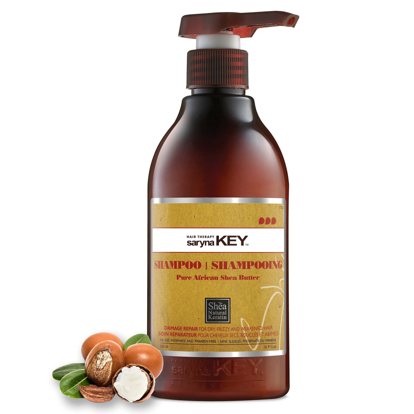 Saryna Key Shampoo for Damaged Hair with Pure African Shea Butter - Moisturizing Shampoo for Dry Damaged Hair - Professional Keratin Treatment