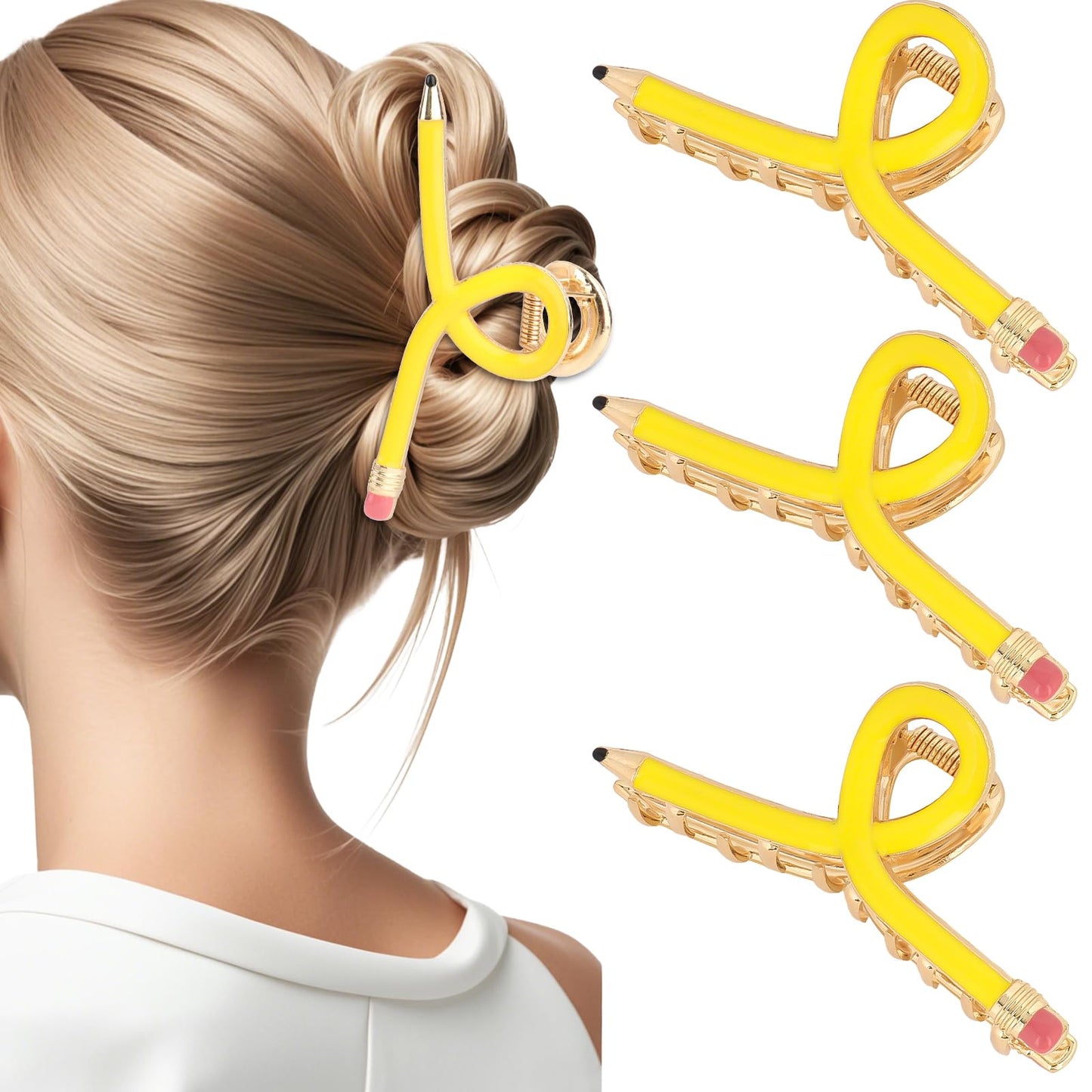 YARIEW Pencil Hair Clips for Women Thin Hair Teacher Gifts Claw Clips for Thick Hair Funny Back to School Hair Clips for Teacher Appreciation Gifts Beauty and Personal Care YARIEW Default Title
