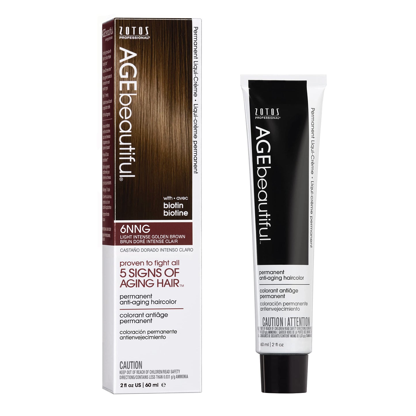 AGE beautiful Permanent Hair Color Dye Liqui Creme | 100% Gray Coverage | Anti-Aging Haircolor | Biotin for Thicker, Fuller Hair | Professional Salon