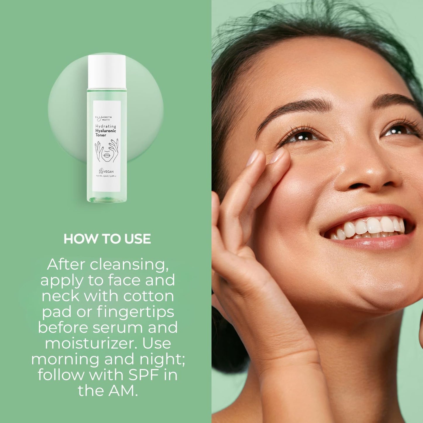 Elizabeth Mott Hydrating Hyaluronic Toner - 2?in?1 Serum & Toner Hyaluronic Acid & Antoxyl Extract - Lightweight Korean Skincare for Hydration, Pore