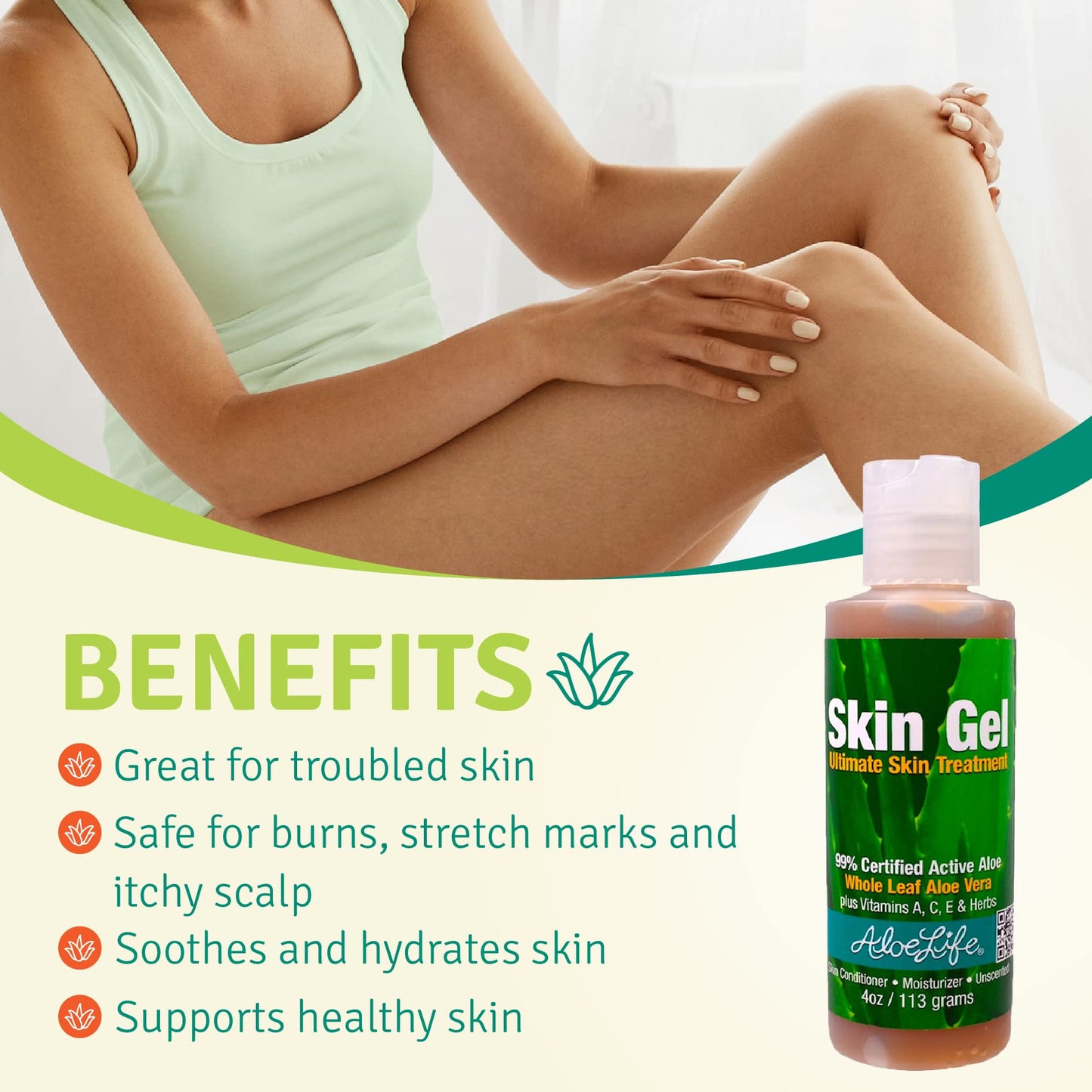 Aloe Life - Skin Gel & Herbs Ultimate Skin Treatment, 99% Certified Organic Whole Leaf Aloe Vera, Vitamins C, A, & E, Head-to-Toe Skin Care Support
