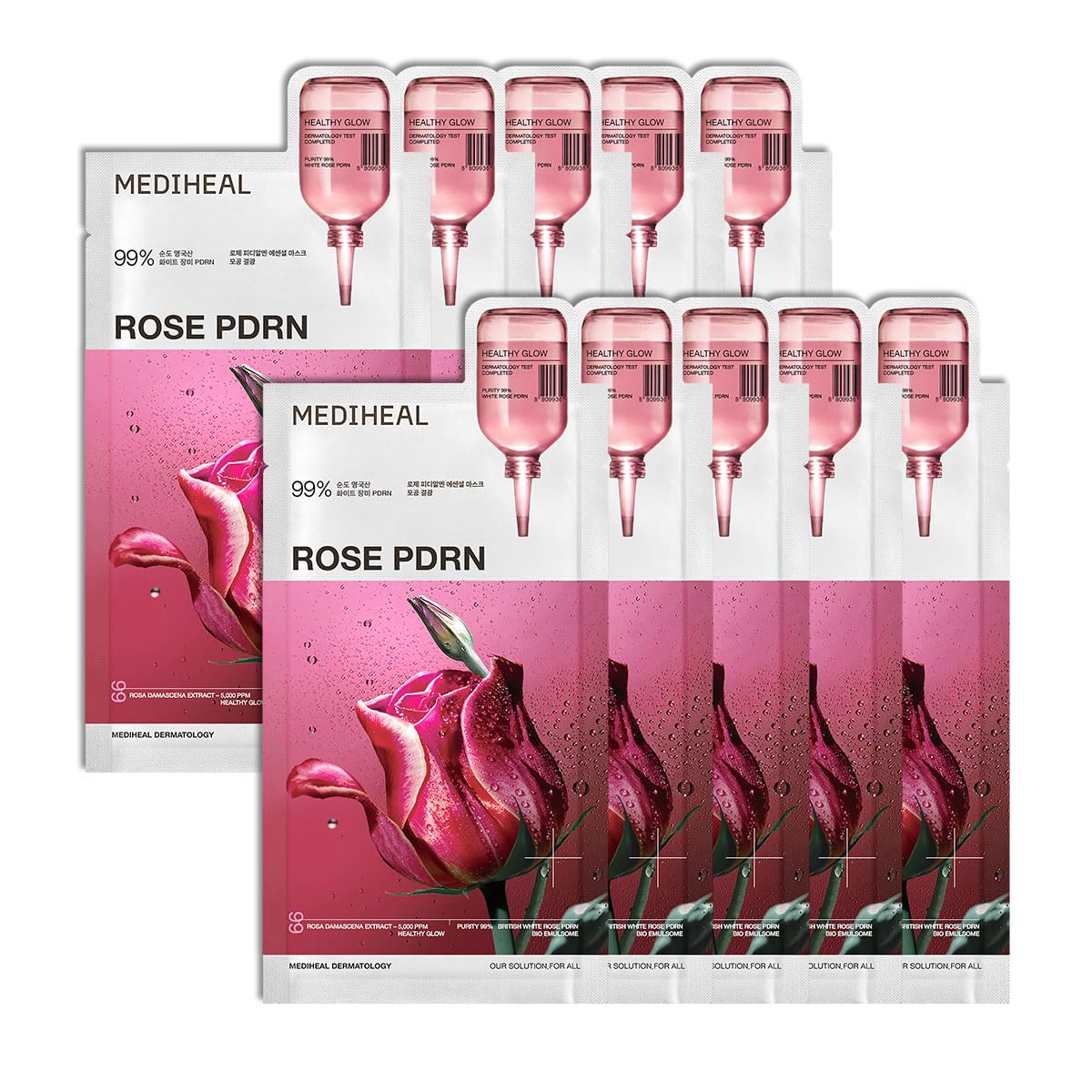 MEDIHEAL Essential Face Mask [PDRN] Healthy Glow 10 pcs. with 99% Purity White Rose PDRN for Glass Skin, Pore Care, Skin Firming - Home Skin Care Beauty and Personal Care MEDIHEAL Default Title