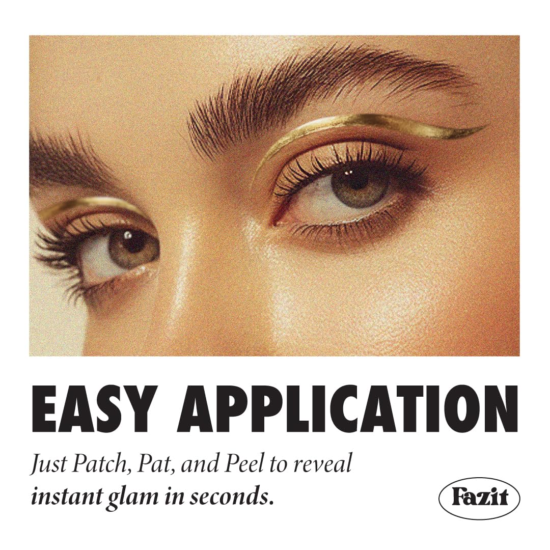 Fazit Makeup Patches - Golden Wing Eyes - Glow Up Make-Up Patches - Cute Glitter Makeup Accessories For Women - Cosmetic Glitter For Face