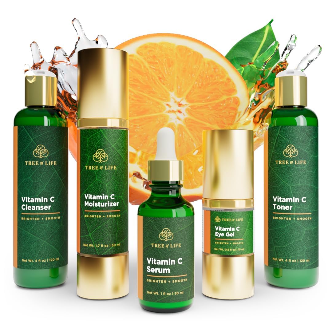 Tree of Life Beauty Ultimate Skin Care Set, Brightening, Firming, Hydrating, Moisturizing, Brightening, Complete Face Care Regimen - Total Vitamin C