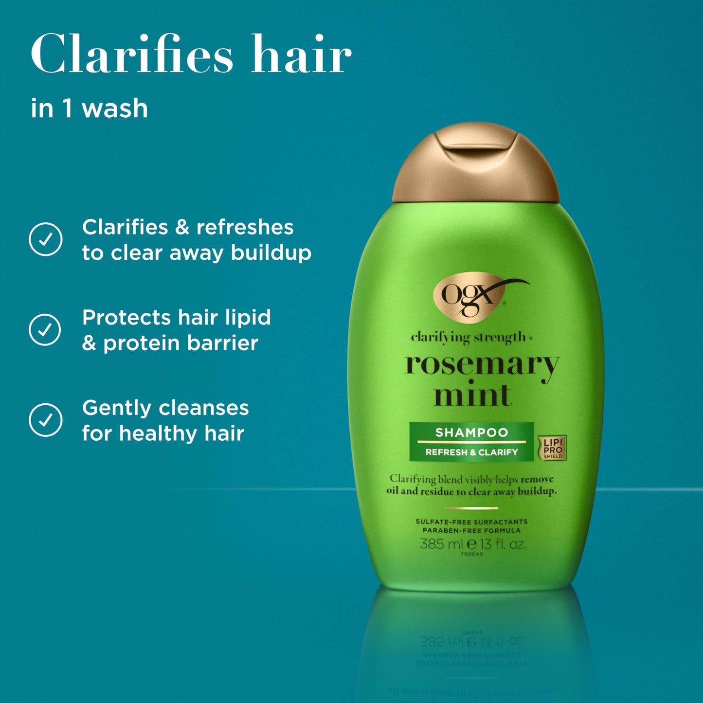 OGX Clarifying Strength + Rosemary Mint Shampoo, Clarifying Shampoo for Oily Hair Visibly Helps Remove Oil & Residue to Clear Away Buildup Beauty and Personal Care OGX