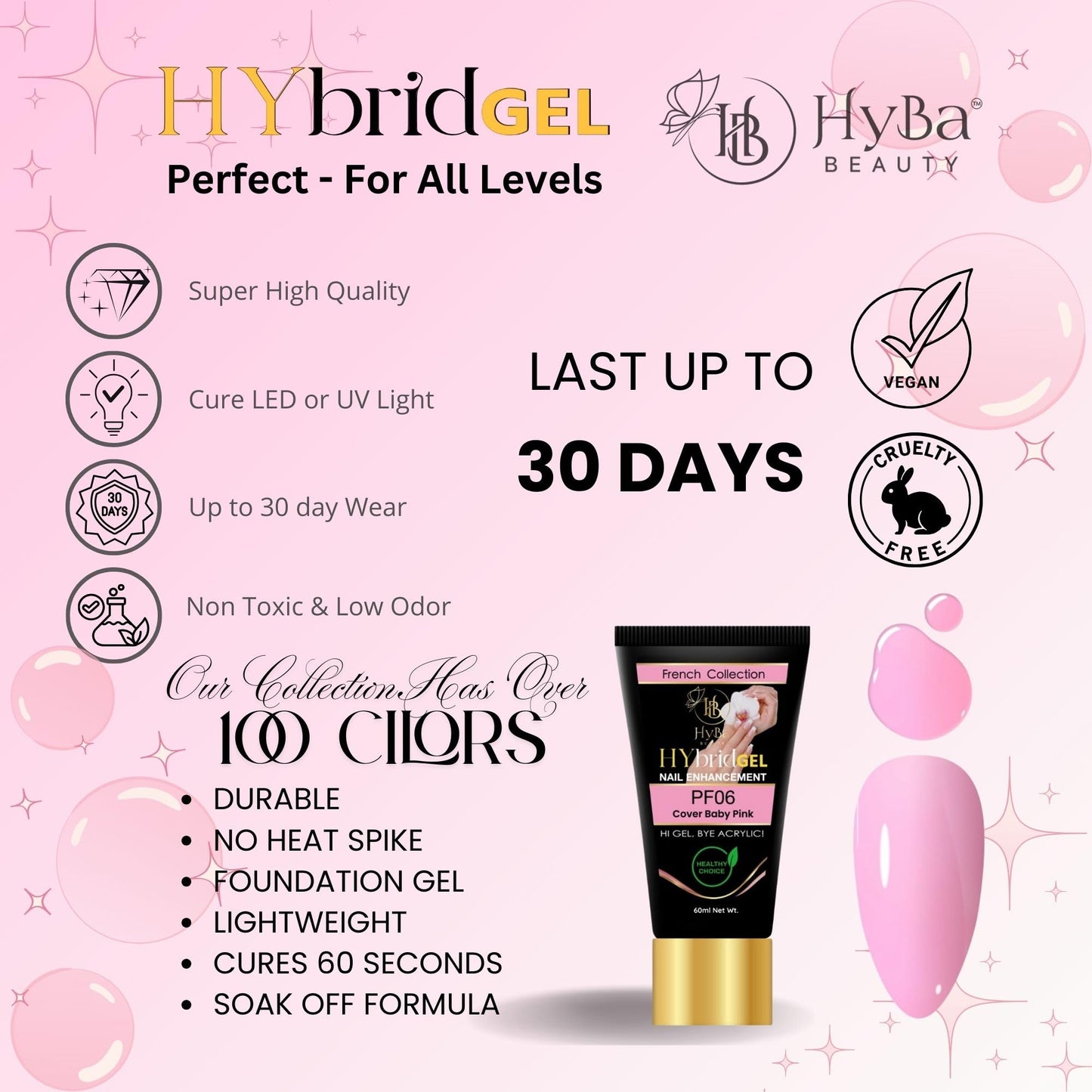 HyGEL 60ml Hybrid Gel, PF06 Cover Baby Pink Beauty & Personal Care HYBA