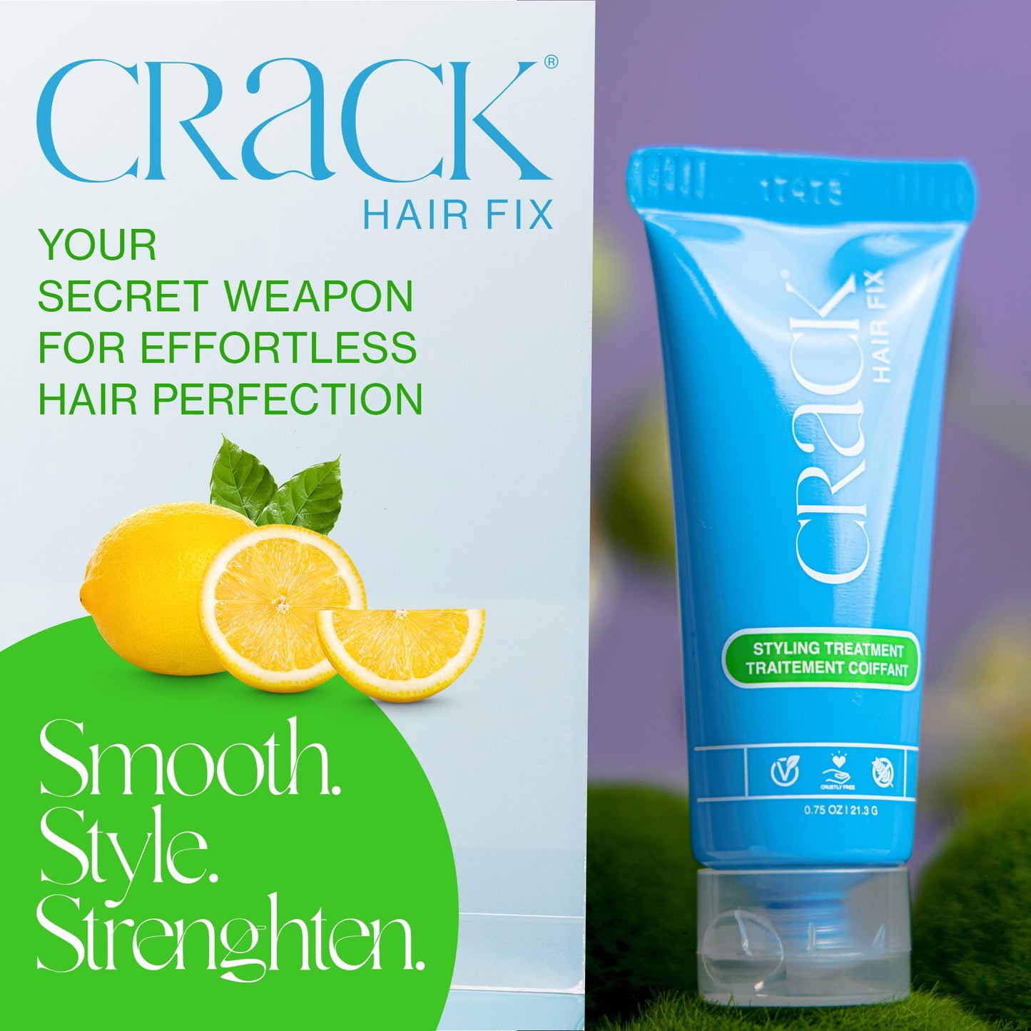 Crack HAIR FIX Trial and Travel Size Styling Creme - Multi-Tasking, Anti-Frizz, Leave-In Styling Aid With Protection from Humidity, Chlorine, Heat