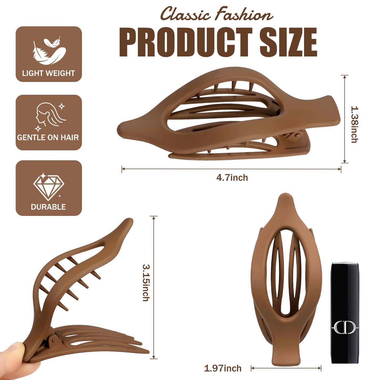 Flat Hair Clips for Women - 6 PCS French Flat Claw Clips Medium Hair Clips for Girls Large Hair Claw Clips for Thick or Thin Hair Strong Hold No Slip Beauty and Personal Care USDNICE