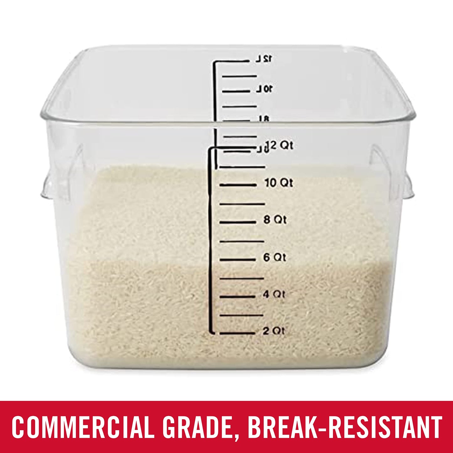 Rubbermaid Commercial Products Space Saving Square Food Storage Container 12 Quart Clear for Kitchen/Sous Vide/Meal Prep