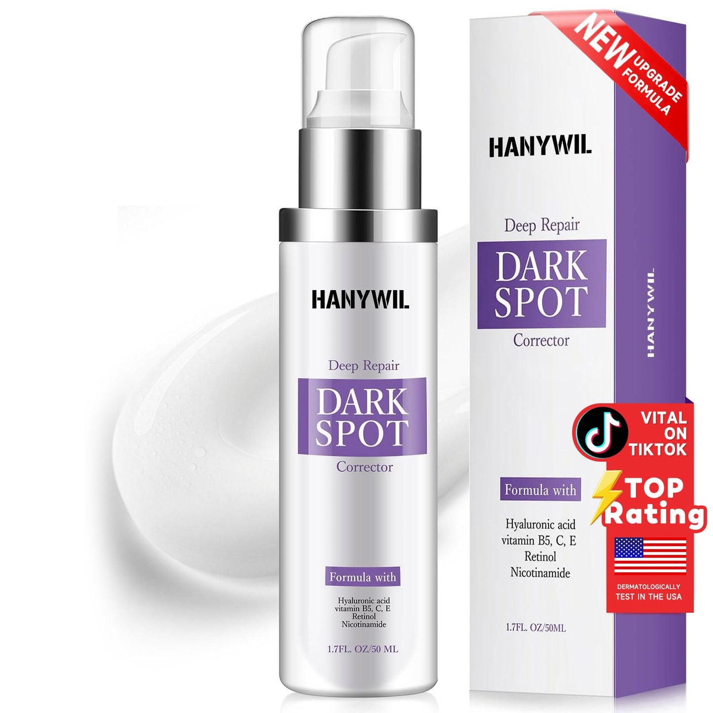 HANYWIL Dark Spot Remover for Face & Body Serum - 2% Retinol + 5% Niacinamide + Vitamin C for Face & Body, Melasma & Hyperpigmentation