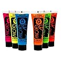 UV Glow Blacklight Face and Body Paint - Neon Fluorescent (0.34oz (Pack of 6))