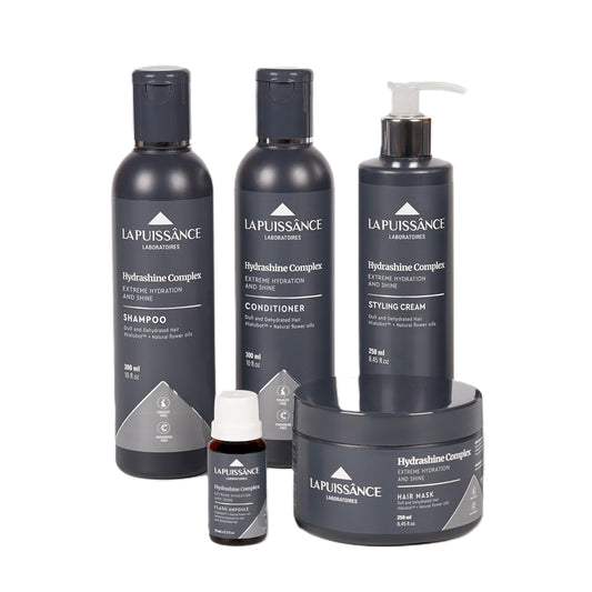 LA PUISSANCE Hydrashine Complete 5?Step Hair Care Kit - Shampoo + Treatment + Mask + Flash Ampoule + Leave?In | Deep Hydration, Shine & Anti?Frizz |