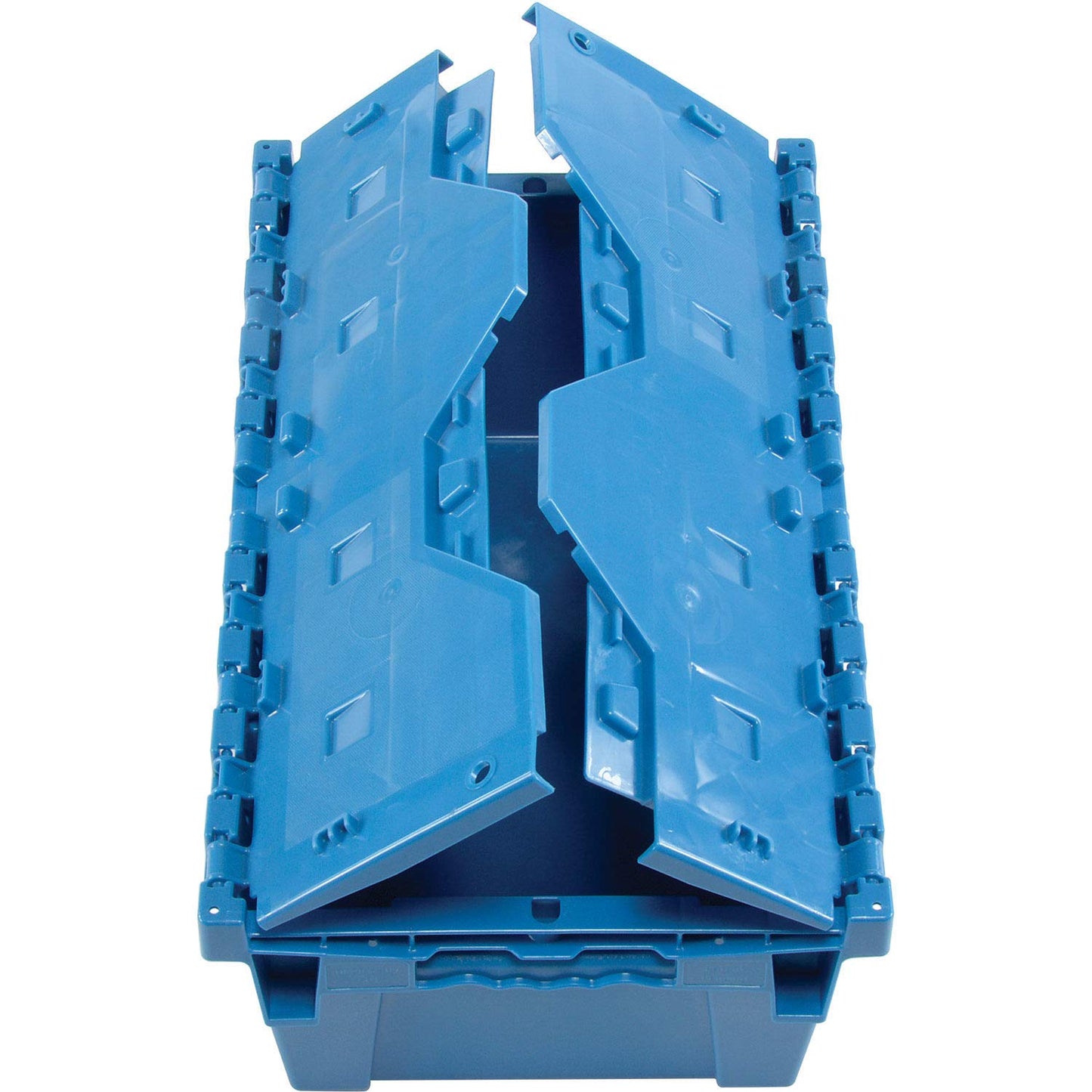Global Industrial Distribution Container With Hinged Lid, 19-5/8x11-7/8x7, Blue