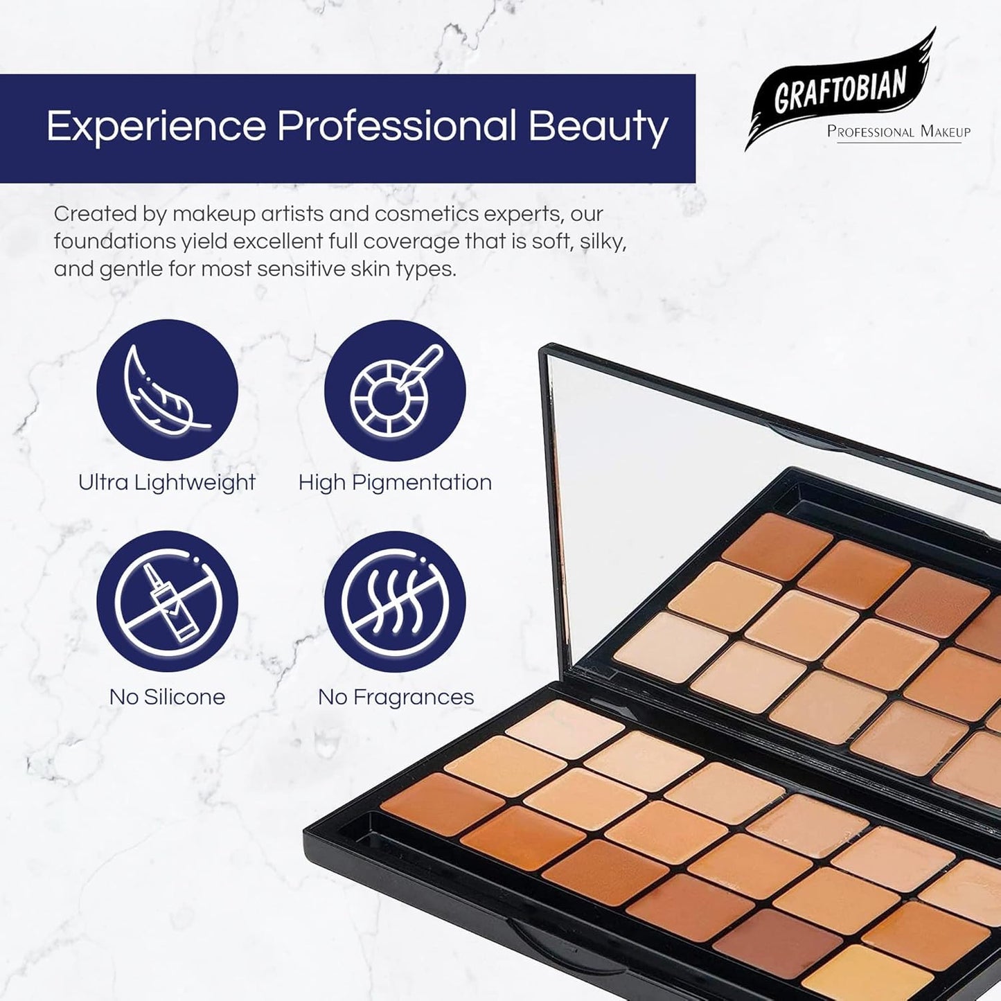 Graftobian Glamour Crème Ultra HD Foundation Super Palettes - Foundation Palette, Contour Makeup, Foundation for Professional Makeup Kit, Face Makeup