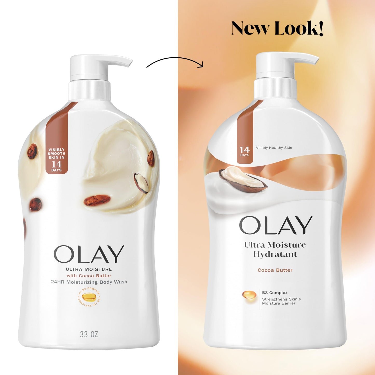 Olay Body Wash for Women, Ultra Moisture, 24/7 Moisture Barrier Repair, Hydrating Formula for Visibly Healthy Soft Skin, Vitamin B3 & Hyaluronic