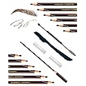SUMEITANG 12 Piece Dark Brown Waterproof Eyebrow Pencils for Women w/Microblading Eyebrow Pencil & Brow Trimming Supplies Kit Permanent Eye Brow