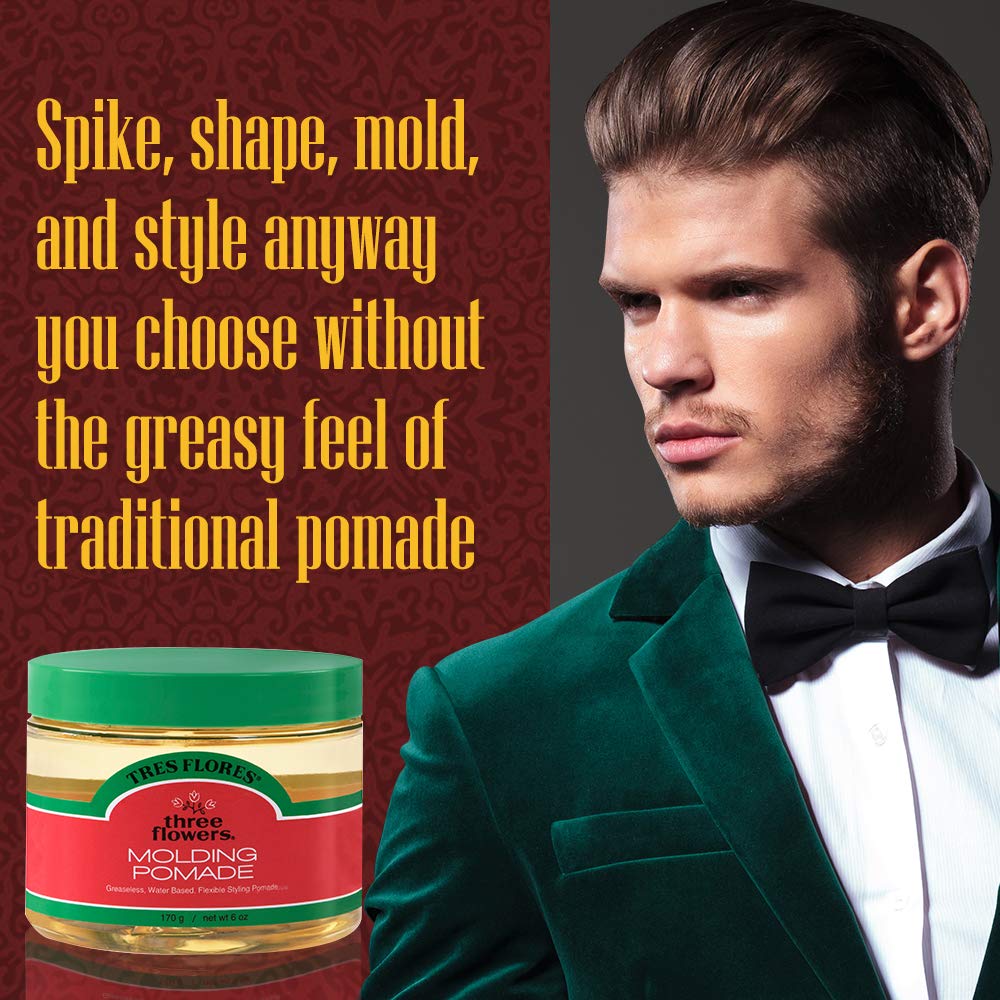 Three Flowers Tres Flores Molding Hair Styling Cream Pomade, for All Hair Types - 6 Oz (2 Pack)