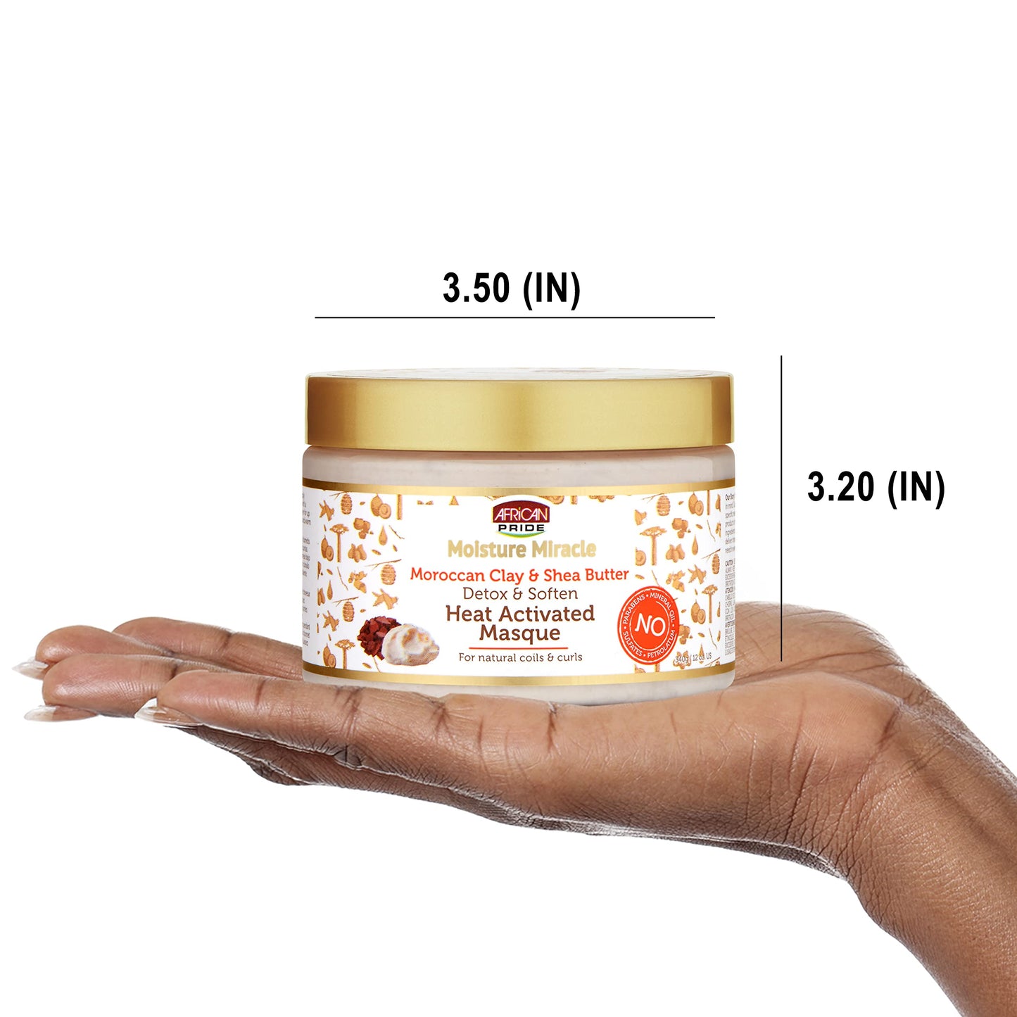 African Pride Moisture Miracle Moroccan Clay & Shea Butter Heat Activated Masque - For Natural Coils & Curls, Detoxes & Softens, Removes Impurities