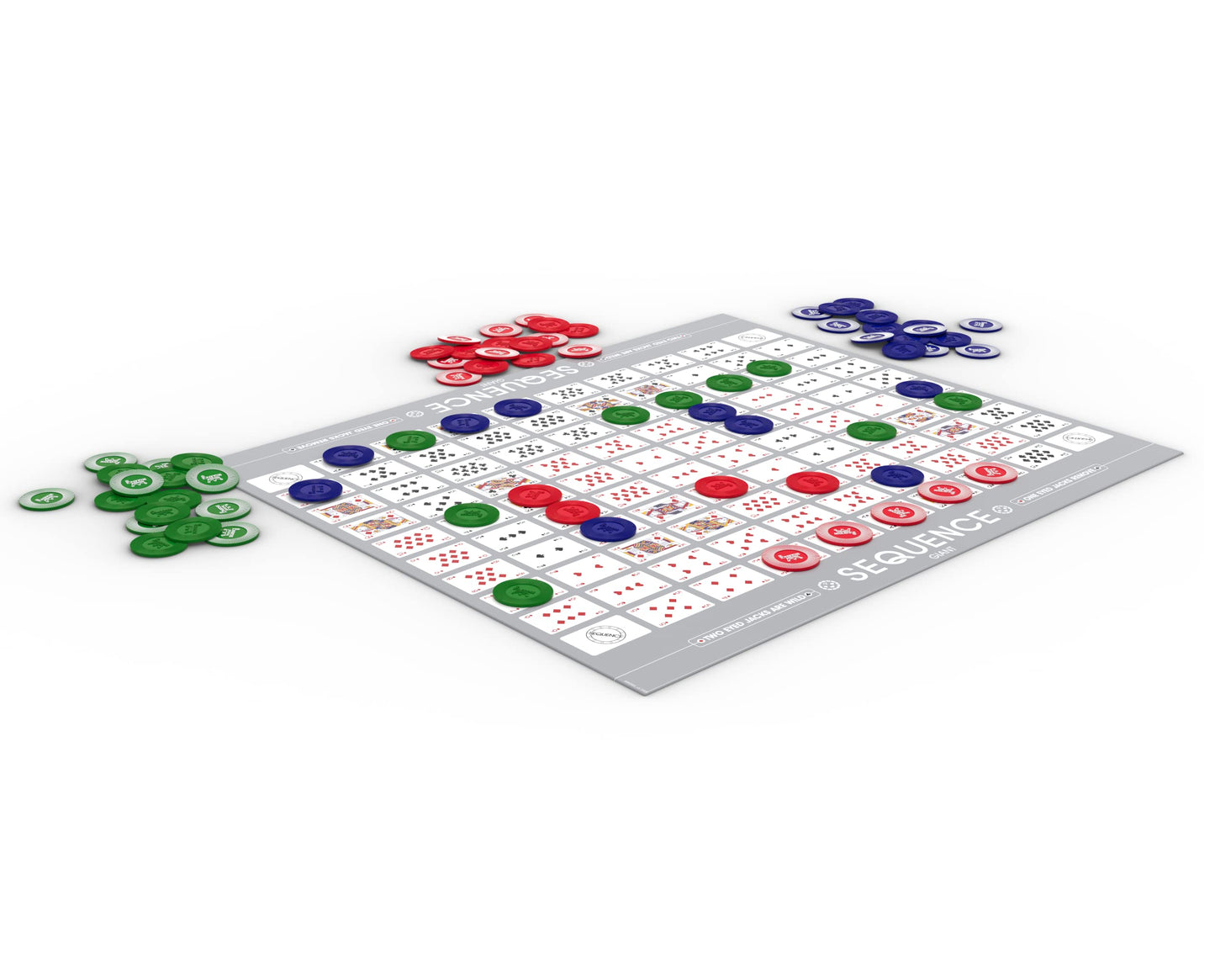 Jax Giant (aka Jumbo) SEQUENCE Game - Tube Edition with Cushioned Mat (27" x 32") Cards and Chips, Package Colors May Vary.