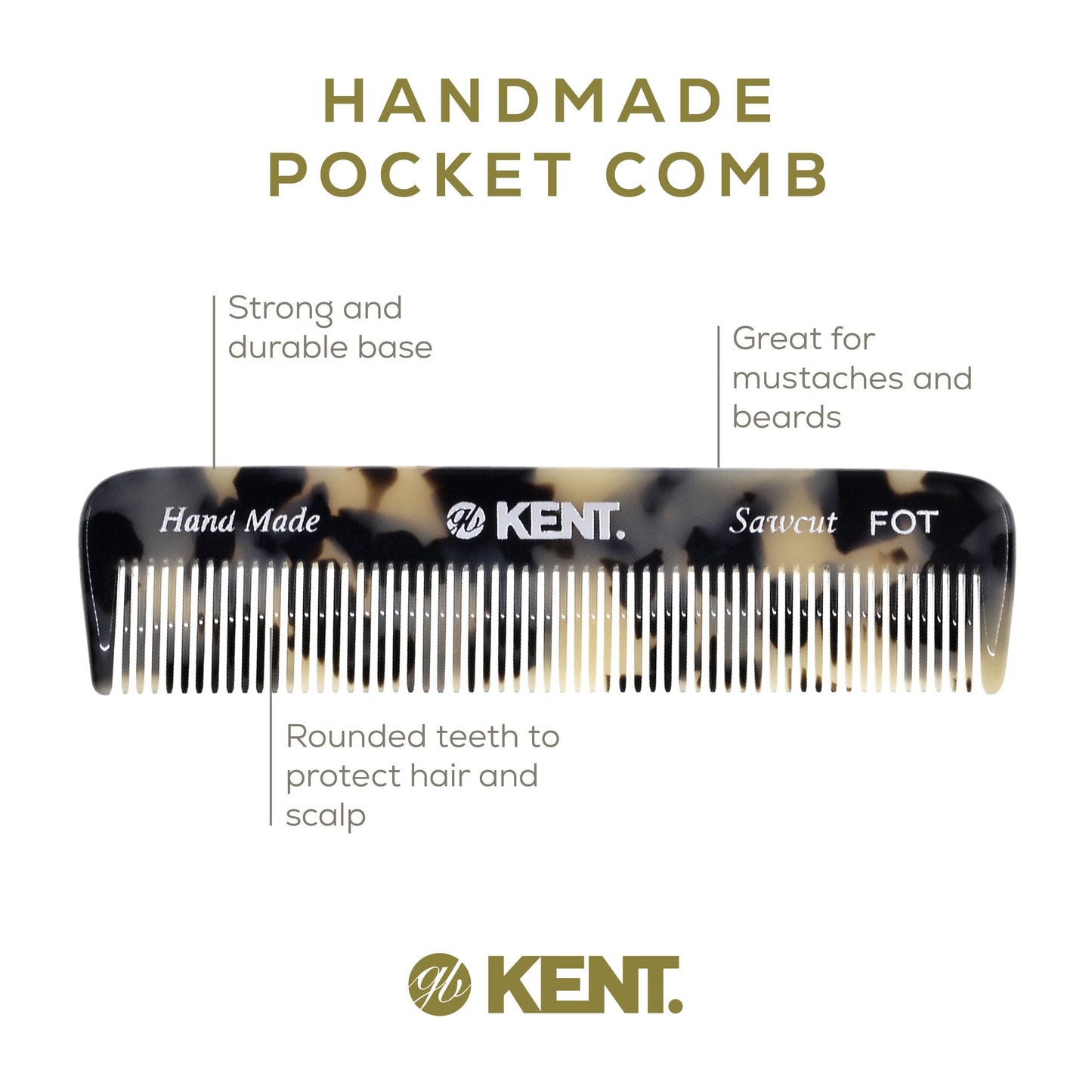 Kent Set Men's Hair Pocket Combs, T White 81T X-Small, FOT All Fine Tooth, R7t Double Toothed Fine and Coarse. Best Hair, Beard and Mustache Grooming Beauty and Personal Care KENT