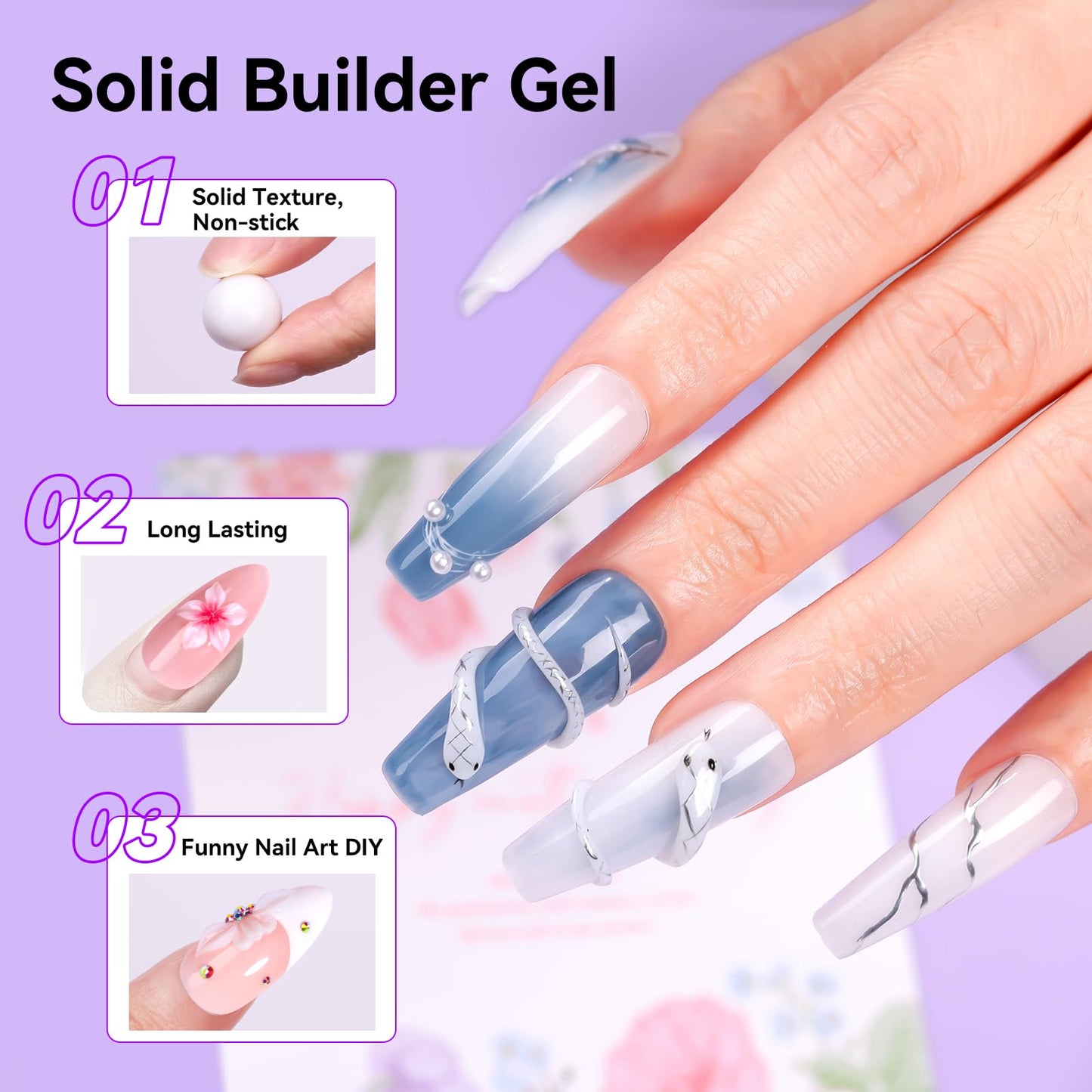 Makartt White 3d Gel Nail Art: 4-in-1 3d Nail Gel Sculpting Gels White Non-sticky for Extension, Shaping, 15ML Solid Builder Nail Gel for Nail Beauty and Personal Care Makartt