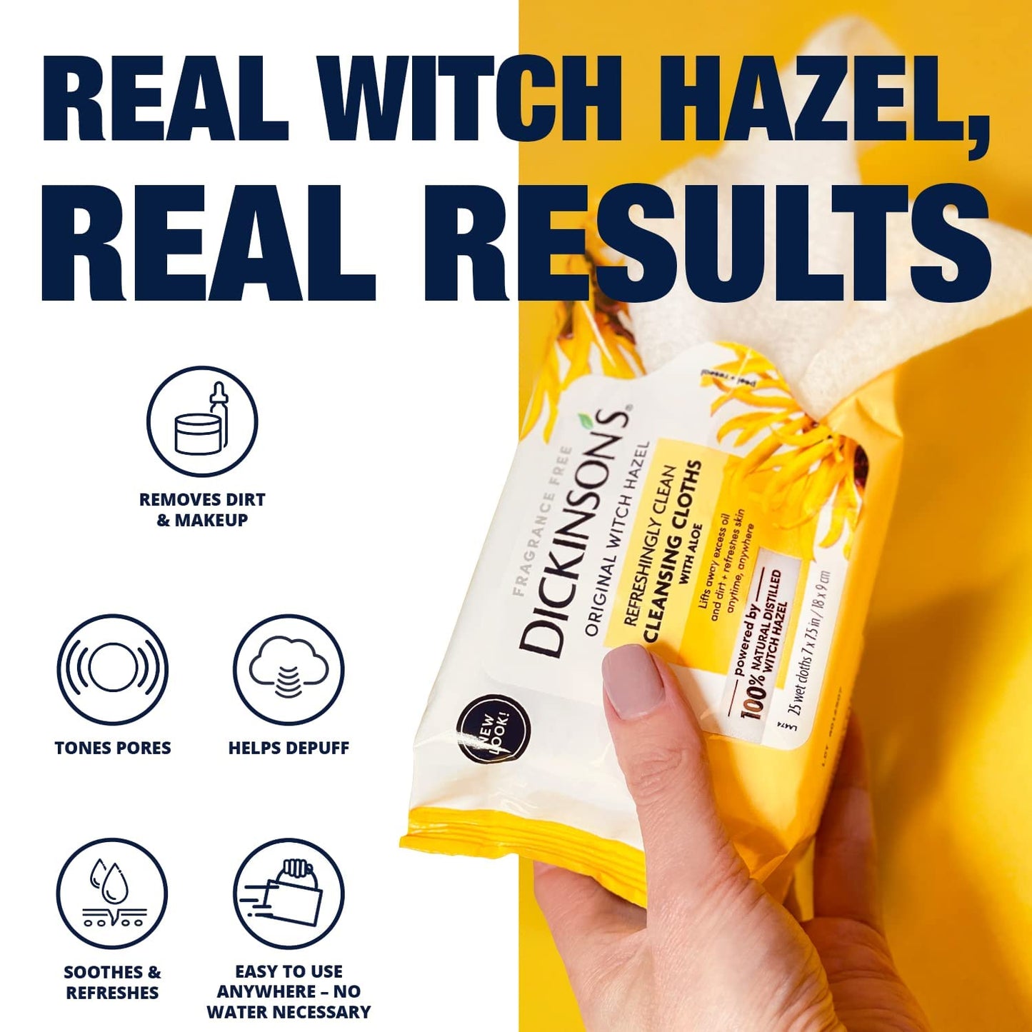 Witch Hazel Cleansing Clo Size 25ct Dickinson'T Original Witch Hazel Cleansing Cloths 25ct
